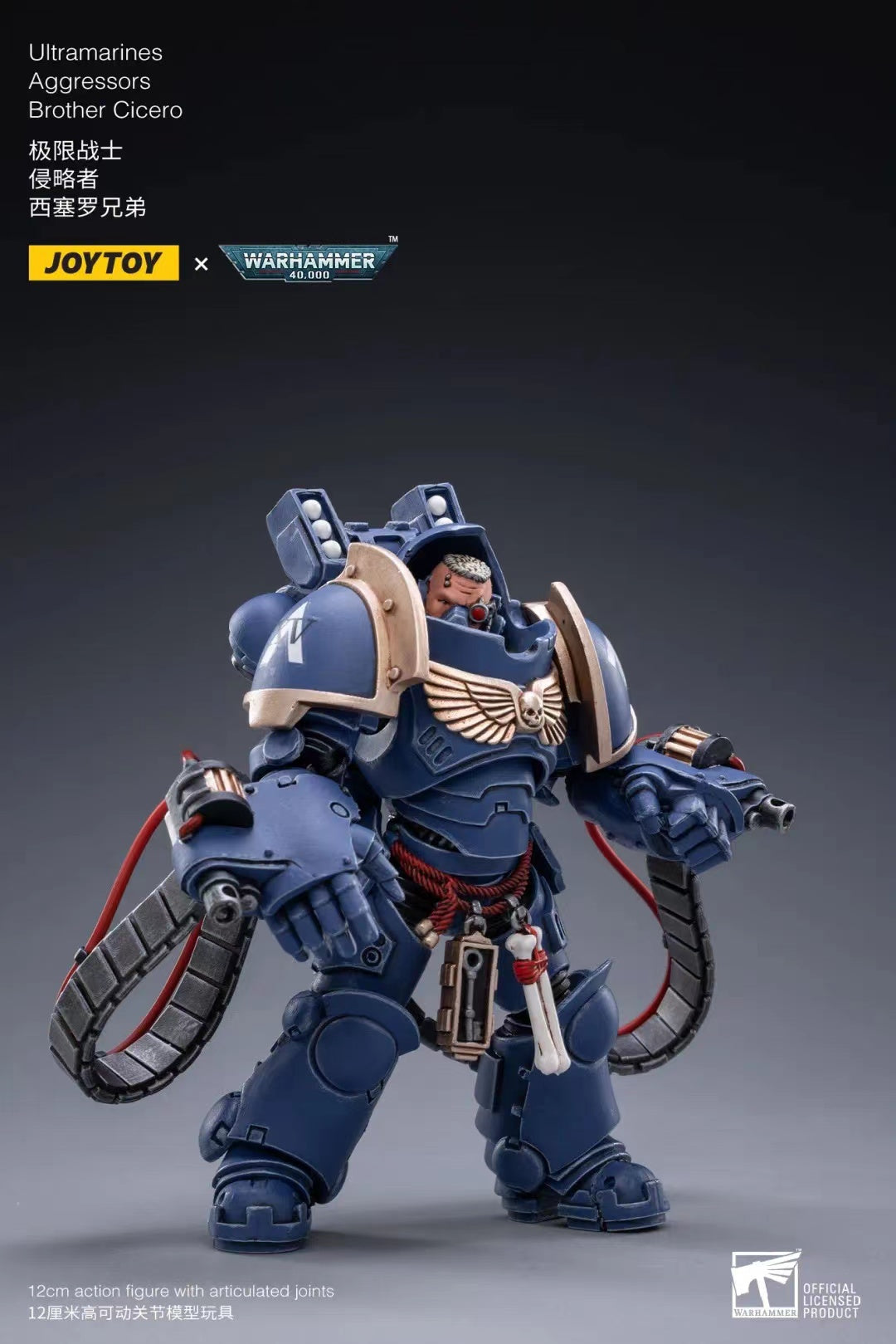 1/18 JOYTOY Warhammer 40K Ultramarines Aggressors Action Figure Set (3pcs) - Space Marine Collectible for Tabletop Gaming & Display