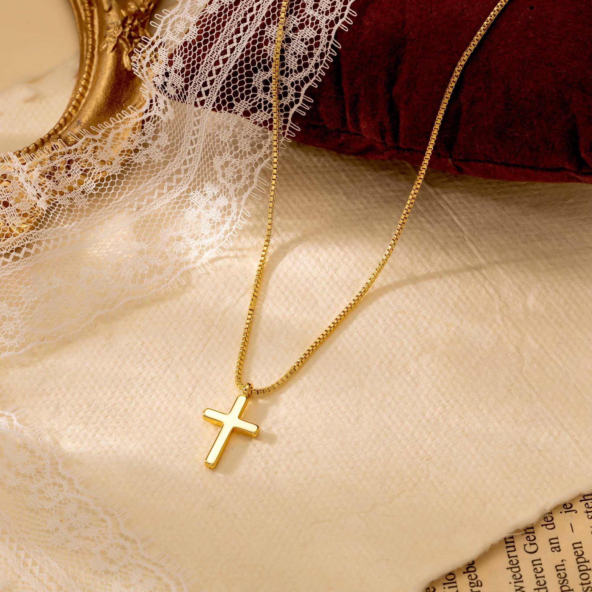DEARMAY Dainty Cross Necklace for Women - 14K Gold Filled & Sterling Silver Layered Cross Pendant Necklace, Minimalist Thin Chain Choker, Elegant Religious Jewelry Gift for Her | Perfect for Everyday Wear, Church Occasions & Special Gifts
