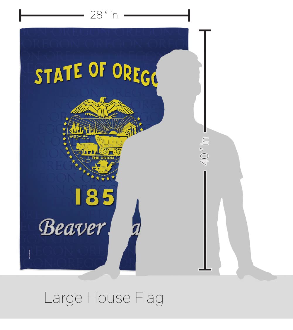 Oregon Americana House Flag Set - 28x40in w/Flagpole - Perfect for Outdoor Decor