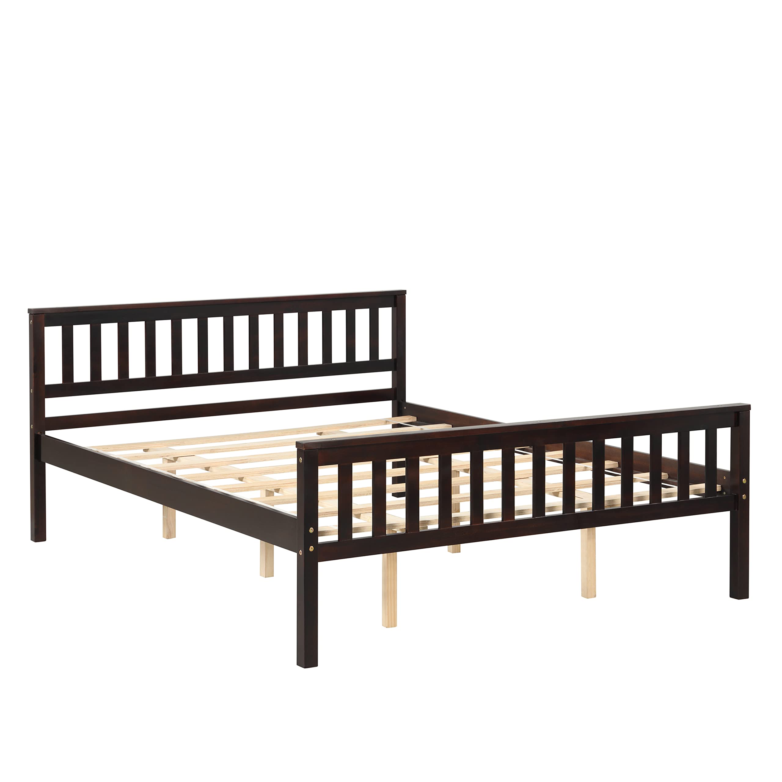 Queen Size Metal Platform Bed Frame with Wooden Headboard - No Box Spring Needed, Sturdy Wood Slat Support, Easy Assembly & Noise-Free - Perfect for Master Bedrooms, Guest Rooms & Modern Home Decor