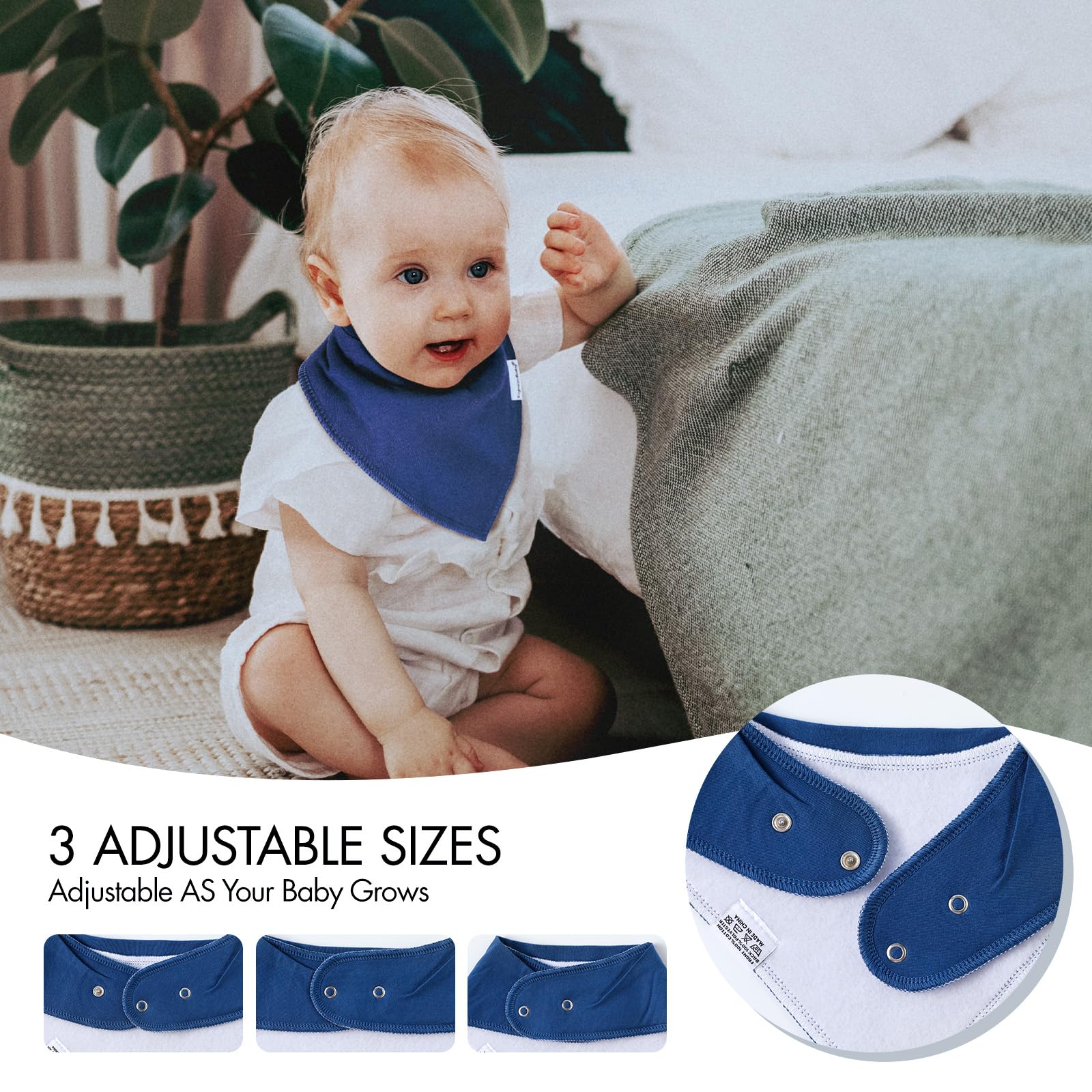 12 Pack Baby Bandana Drool Bibs for Boys & Girls - Soft Cotton Teething Bibs for Infants & Toddlers - Unisex Solid Color Drool Bibs for Feeding, Teething, and Messy Playtime