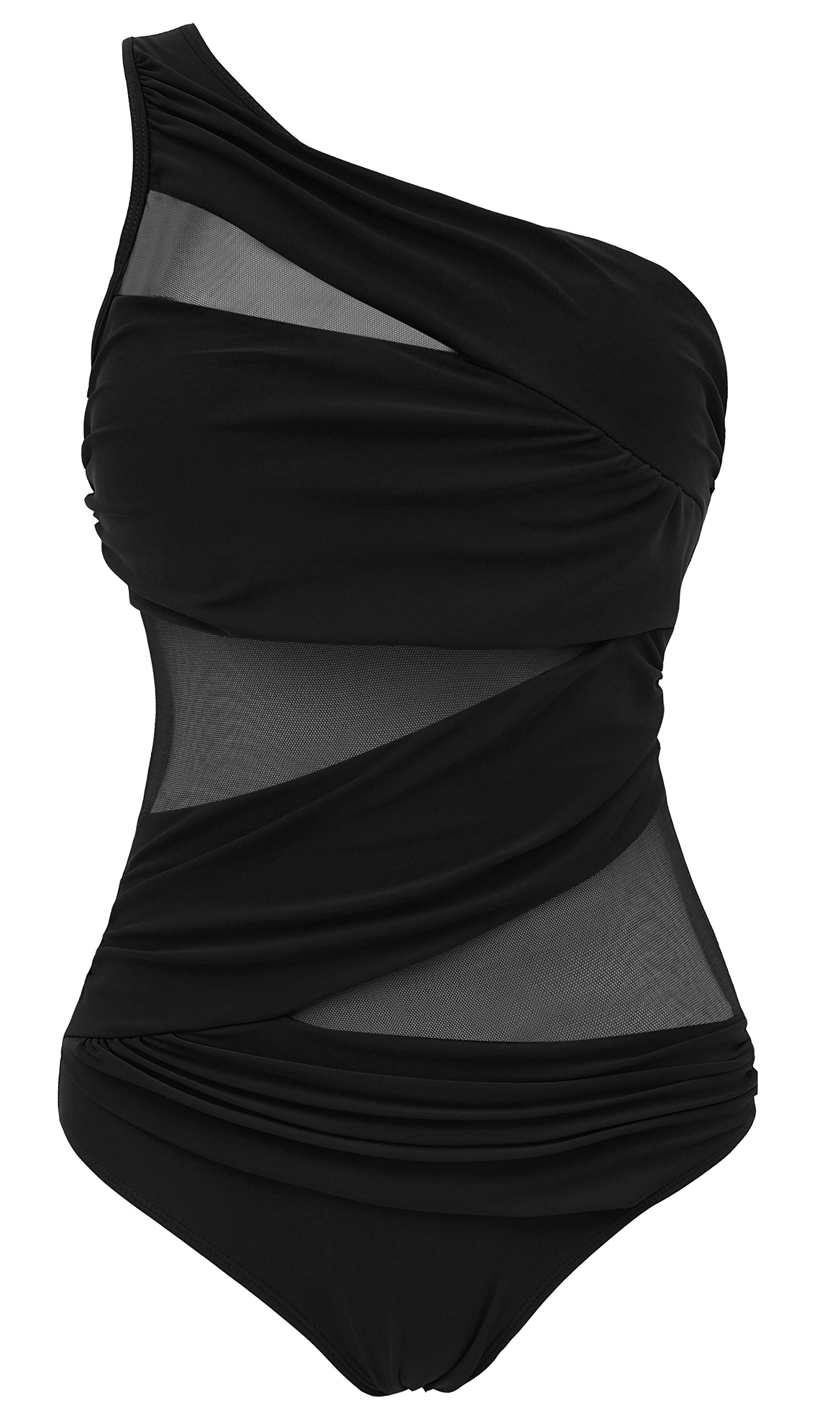 Runtlly Women's One Shoulder One Piece Swimsuits - Plus Size See Through Mesh Bathing Suit for Women | Beach, Pool & Vacation Swimwear