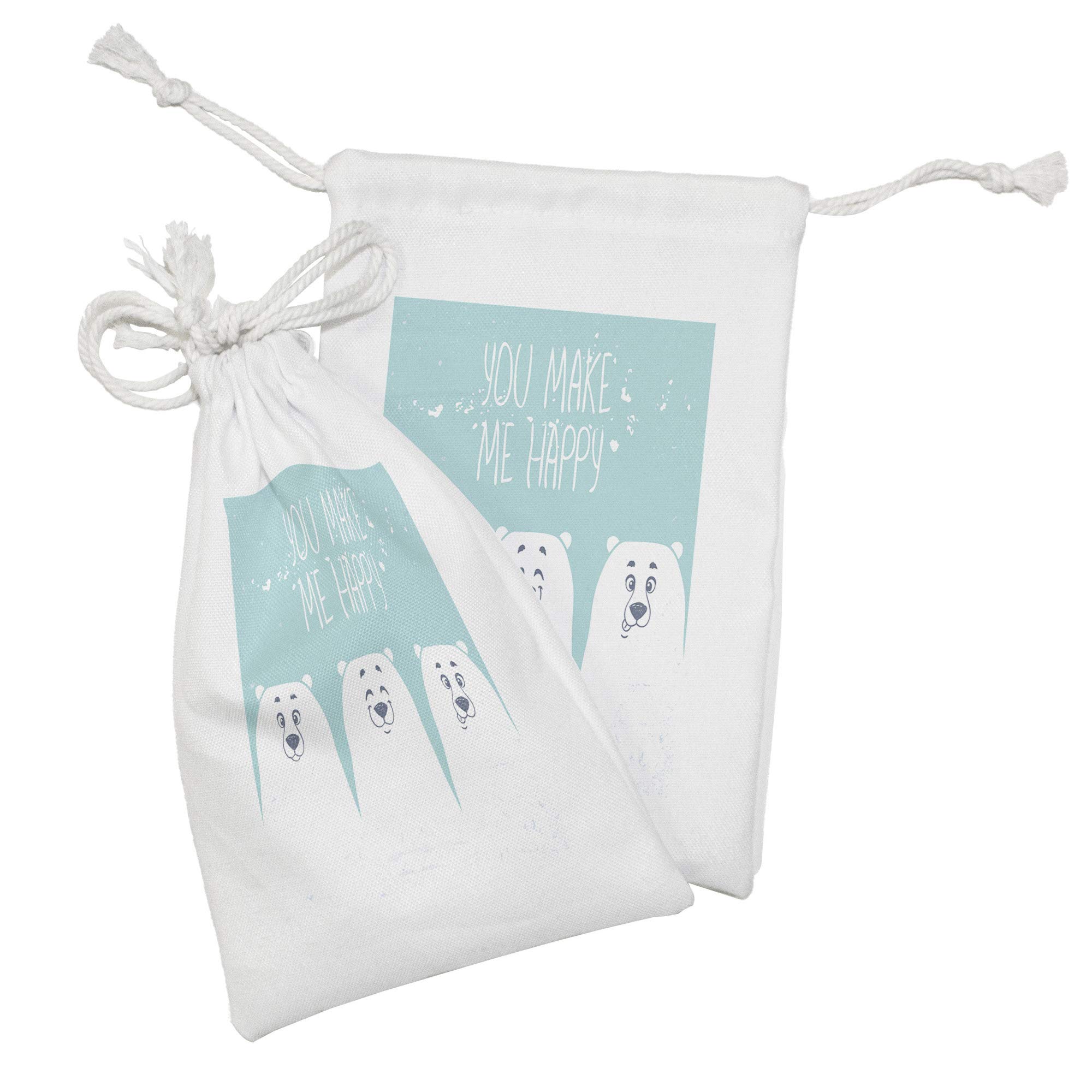 Ambesonne 2-Pack Sea Animals & 3 Bears Fabric Drawstring Pouches - 9