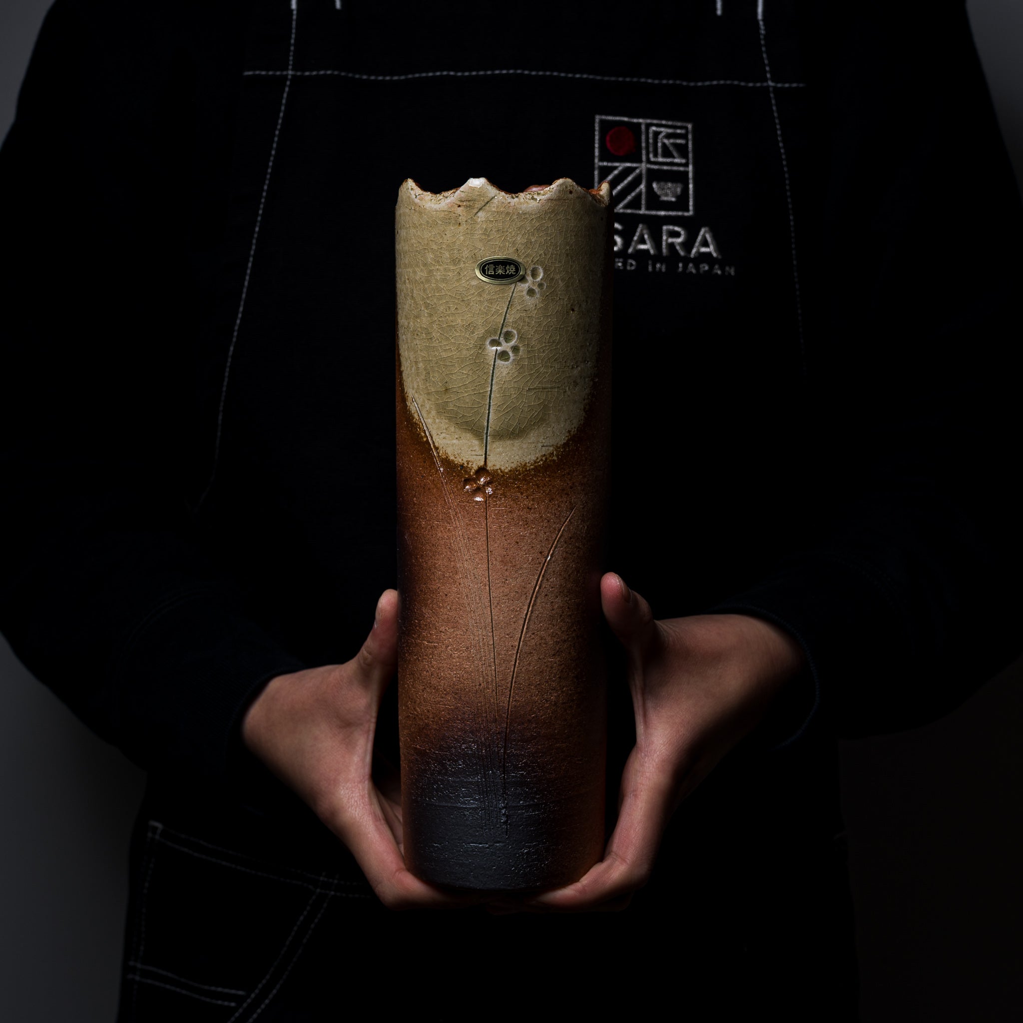 Handmade Shigaraki Ware Ceramic Vase - Traditional Japanese Aoki Glaze Pottery for Home Decor, Flower Arrangement & Zen Interior Design