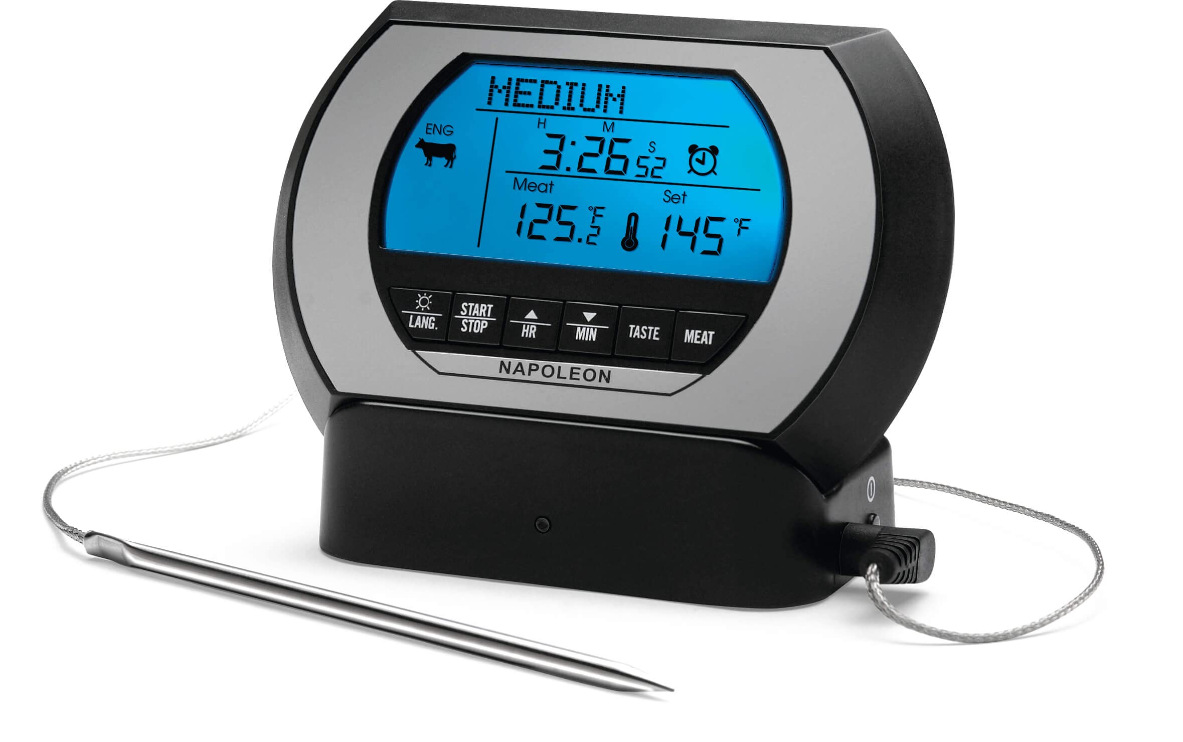 Napoleon PRO Wireless Digital Meat Thermometer - 200ft Range, Stainless Steel Probe, Multi-Language Display for BBQ, Grilling, Roasting & Smoking - Perfect for Outdoor Cooking & Kitchen Use