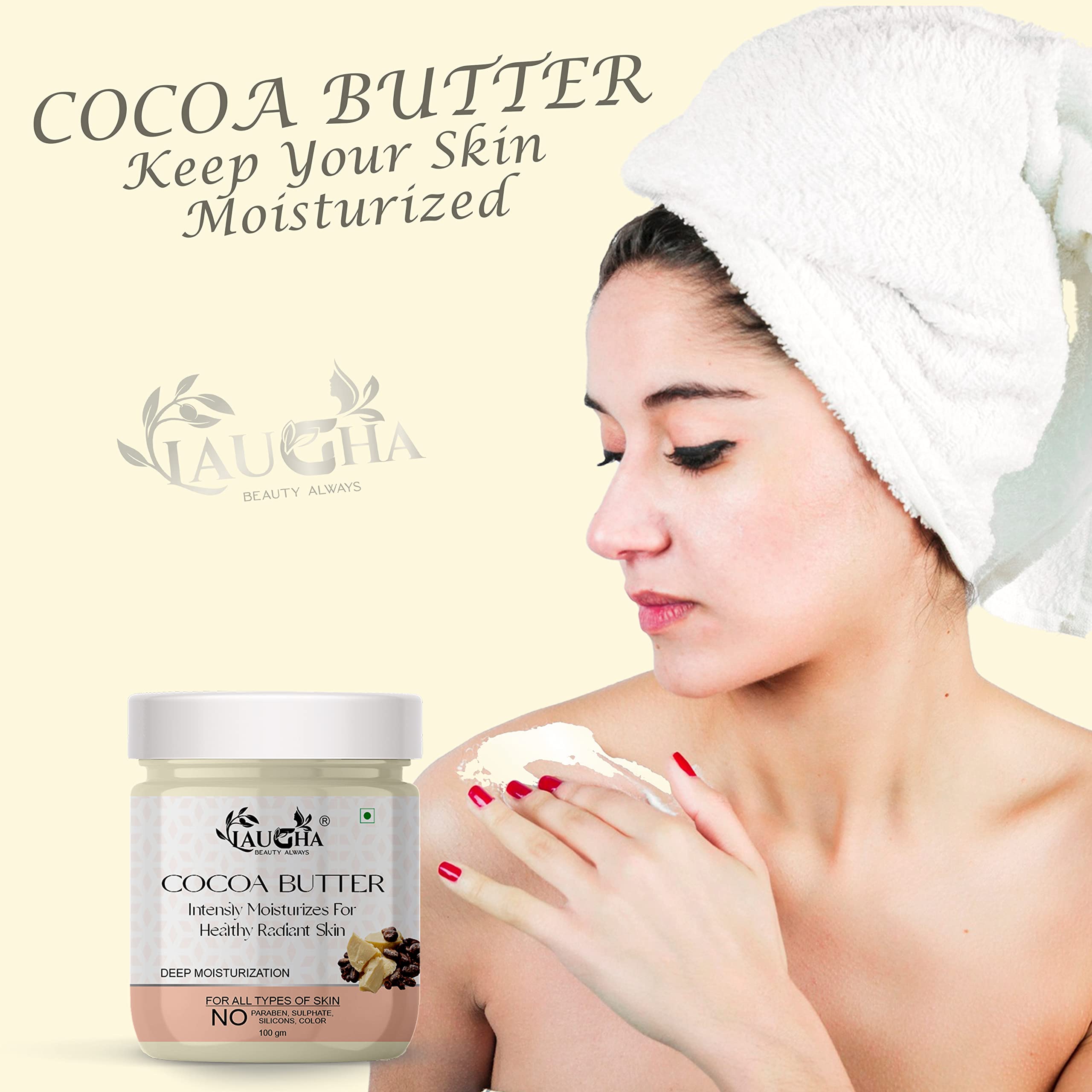 100% Organic Raw Unrefined African Cocoa Butter - Natural Skin & Body Moisturizer - 3.5 oz (100g) Jar - Perfect for Dry Skin Care, Stretch Marks & DIY Beauty Recipes