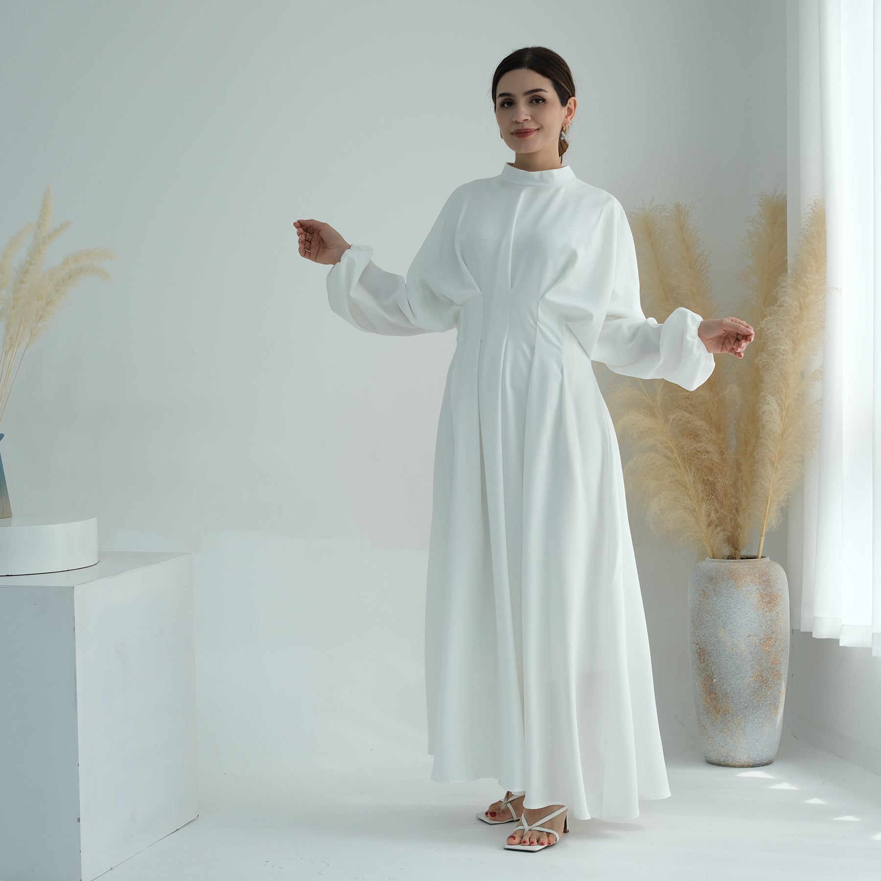 Madison Long Sleeve Maxi Dress for Women - Elegant White Flowy Evening Gown - Perfect for Weddings, Parties & Special Occasions