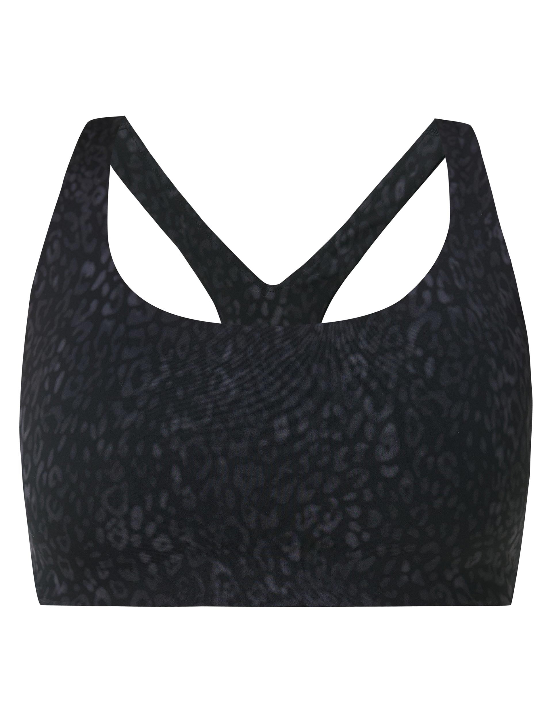 Ultimate Studio Racerback Sports Bra - Black Panther Print for Women | High Support Workout Top for Yoga, Running & Gym