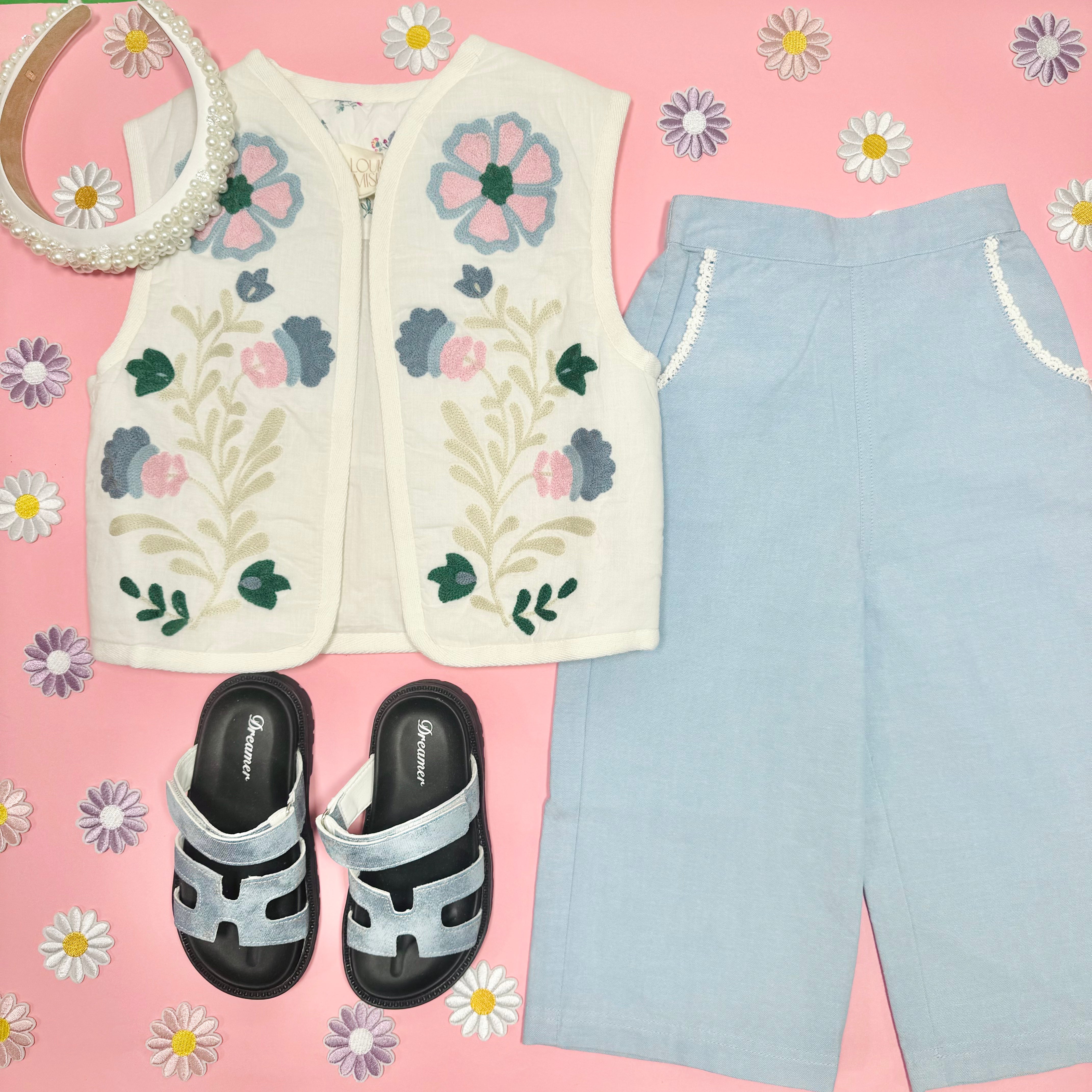 Floral Chambray Pants for Women - Soft & Comfortable High Waisted Casual Trousers - Perfect for Spring, Summer, and Everyday Wear