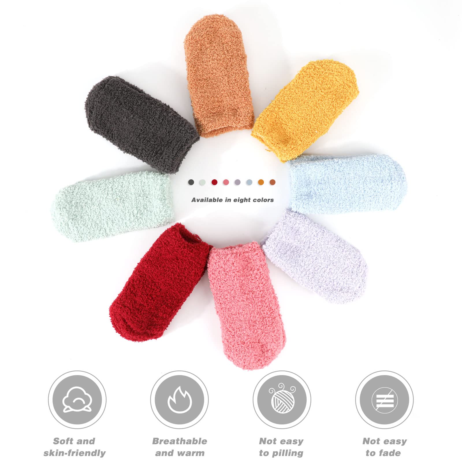QKURT 8 Pairs Non-Slip Baby Socks - Soft Thermal Winter Socks for Boys & Girls 0-24 Months | Warm Cozy Sleeping Socks for Infants & Toddlers | Perfect for Indoor Play, Nursery & Cold Weather Outings