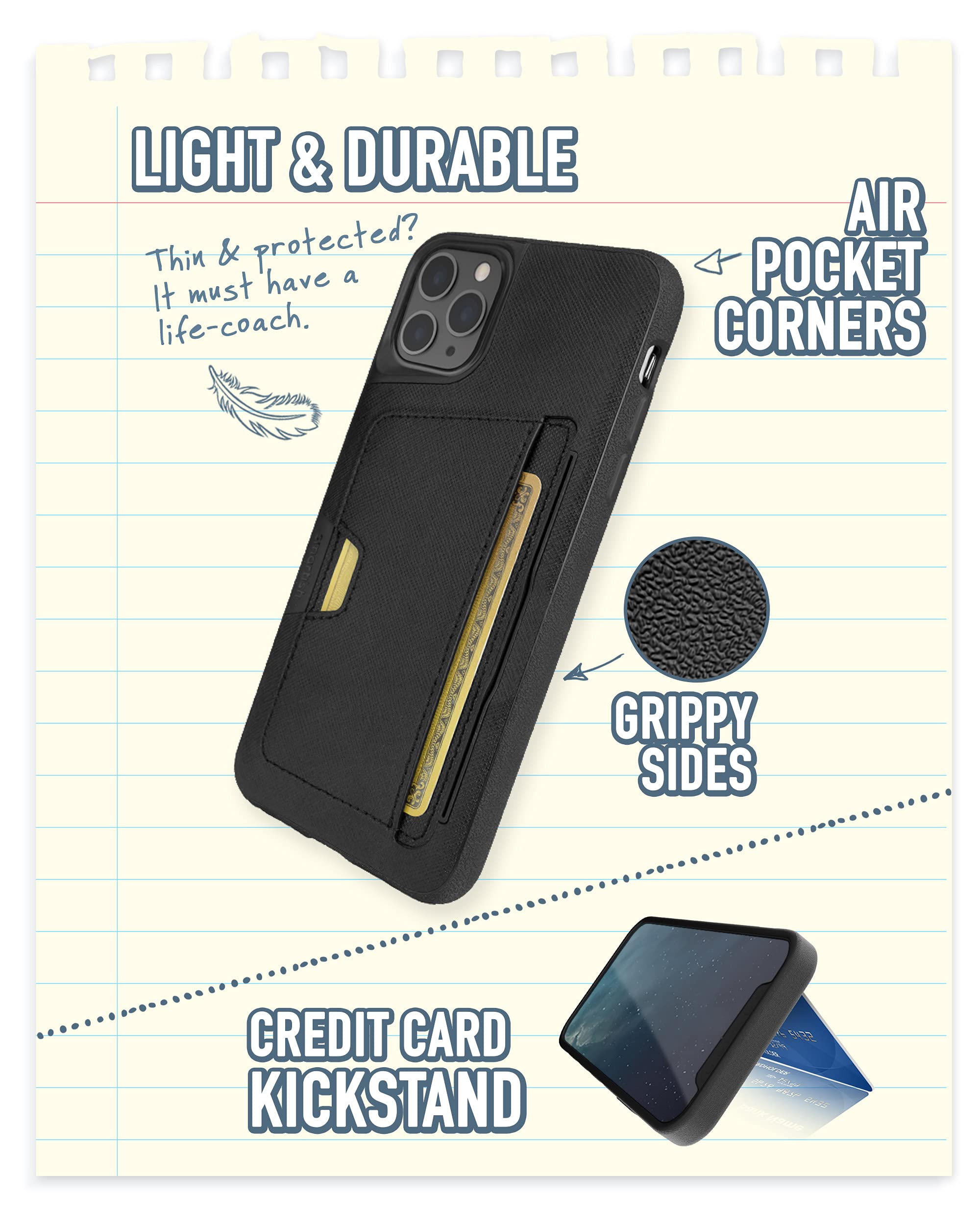 Smartish iPhone 11 Pro Wallet Case - Slim Protective Kickstand & Credit Card Holder (Silk) | Wallet Slayer Vol.2 | Perfect for Everyday Use, Travel & Hands-Free Viewing