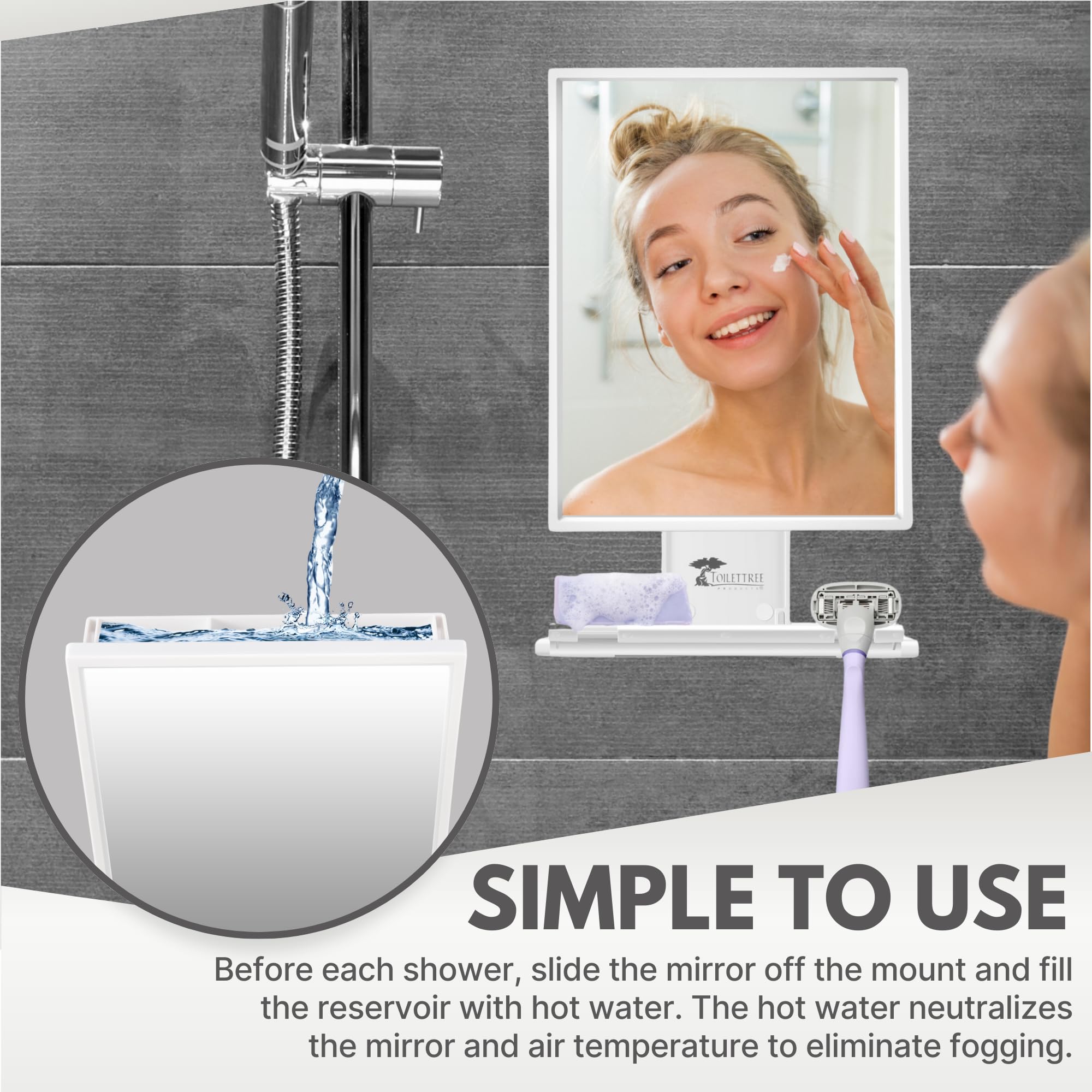 Fogless Shower Mirror for Shaving & Makeup - Adjustable Anti-Fog Bathroom Mirror with Squeegee - Perfect for Steam-Free Grooming and Skincare Routine