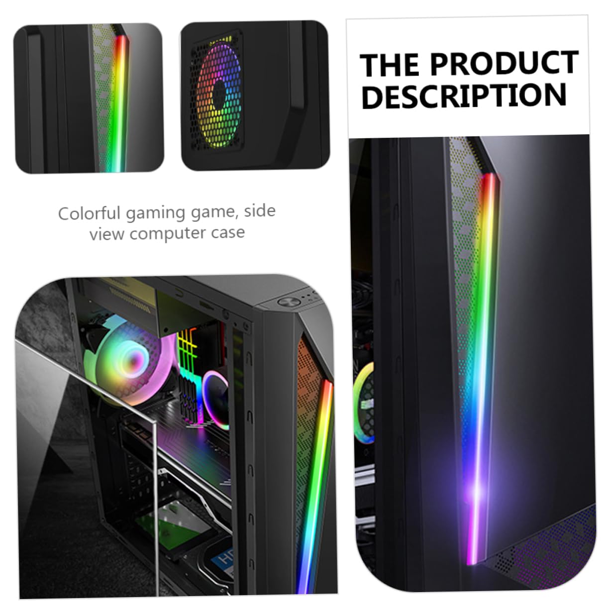 Mikikit Gaming PC Case - High Performance ATX Mid Tower Computer Chassis with Tempered Glass Side Panel & RGB Lighting - Perfect for Home Office, Gaming Setup, and Internet Cafe Use