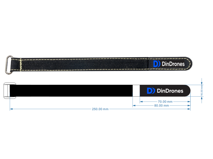 DinDrones 250mm Full Kevlar Battery Strap with Metal Buckle - Secure Battery Mount for FPV Drones, RC Quadcopters & DIY Projects - Perfect for Racing, Freestyle & Aerial Photography