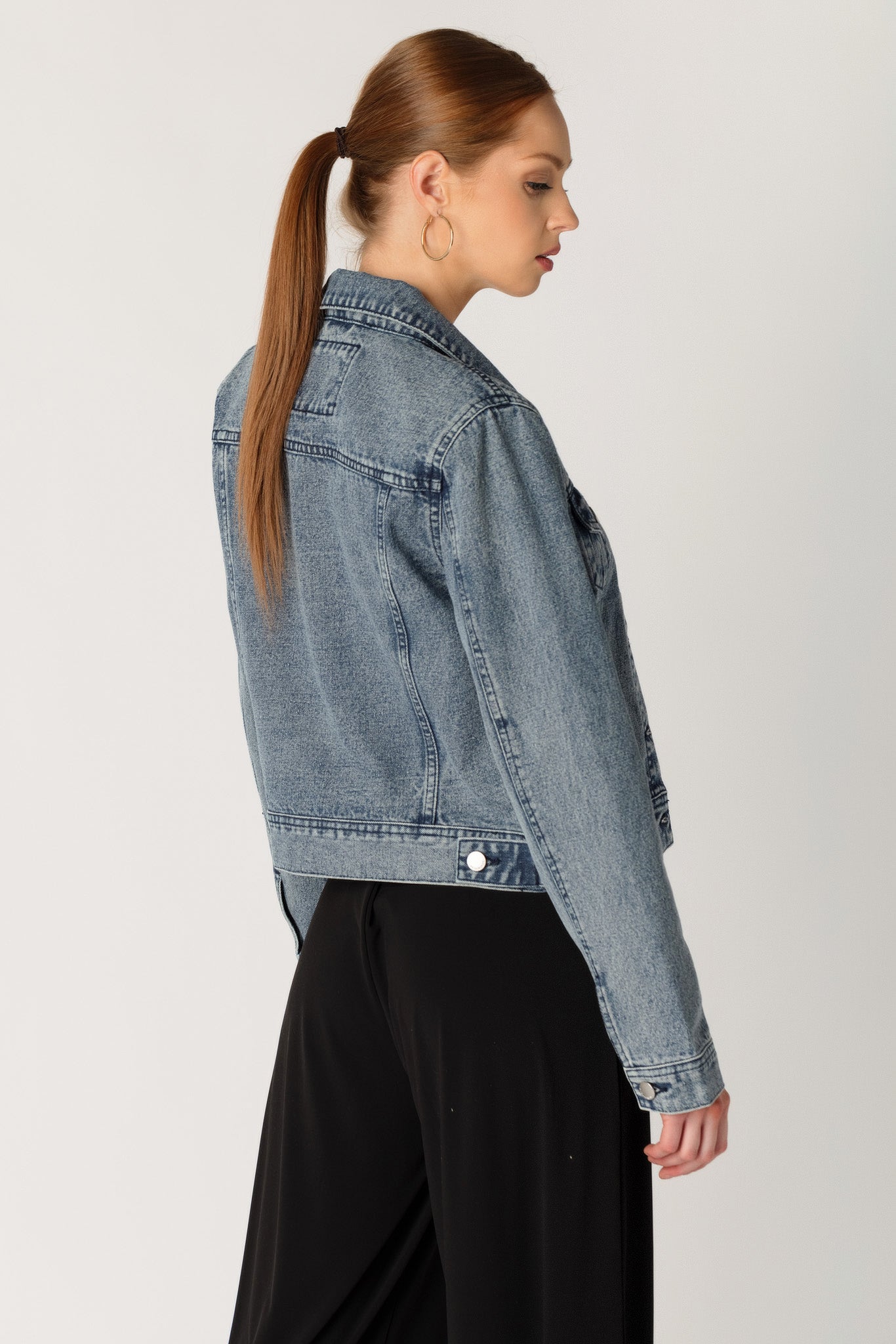 Ashley Dark Snow Wash Denim Jacket for Women - Vintage Distressed Denim Coat with Button Front & Pockets | Perfect for Casual Outfits, Fall Layering & Streetwear Fashion