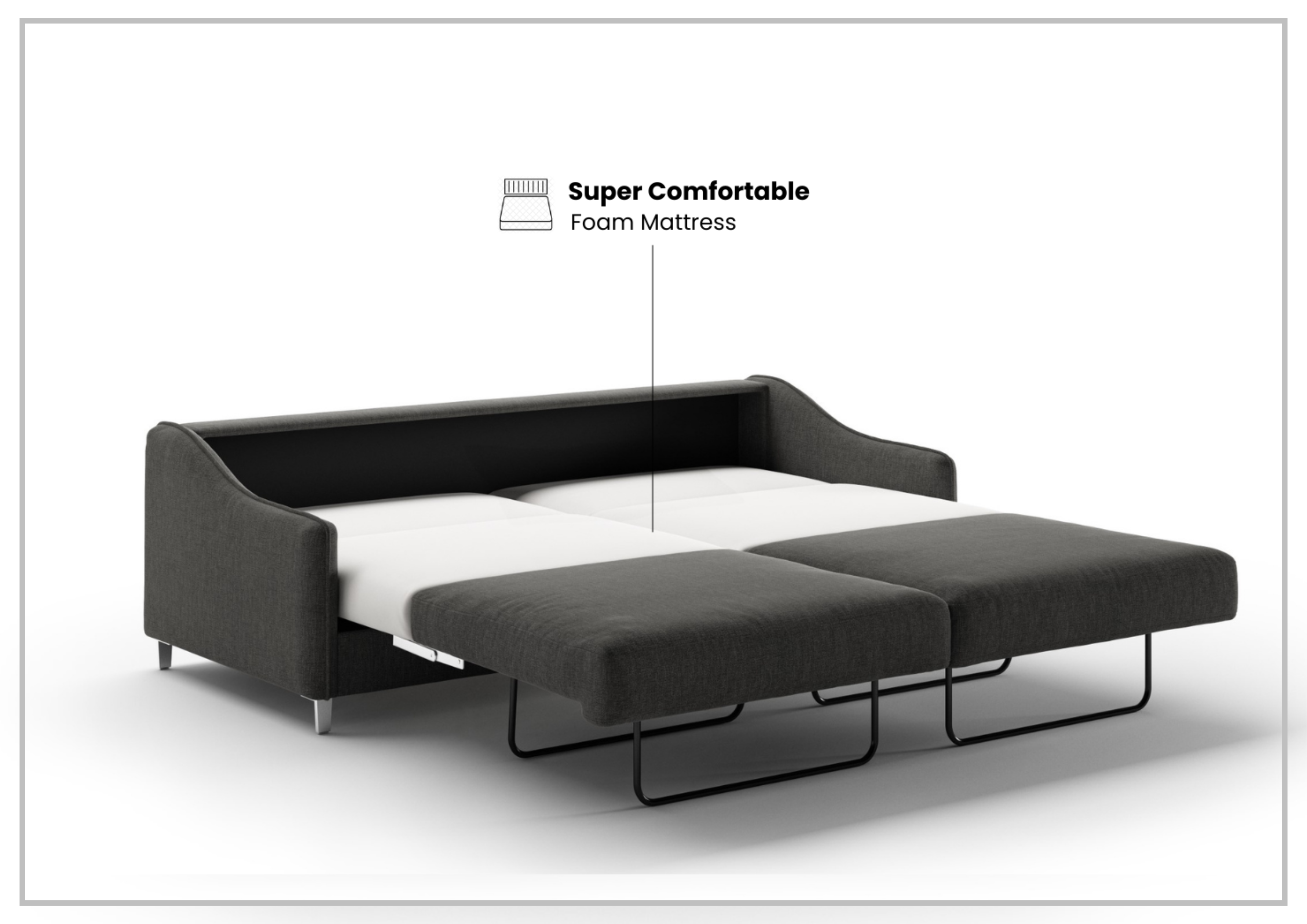 Luonto Ethos Fabric King Sleeper Sofa with Wood or Chrome Legs - Convertible Sofa Bed for Living Room, Guest Room & Small Spaces