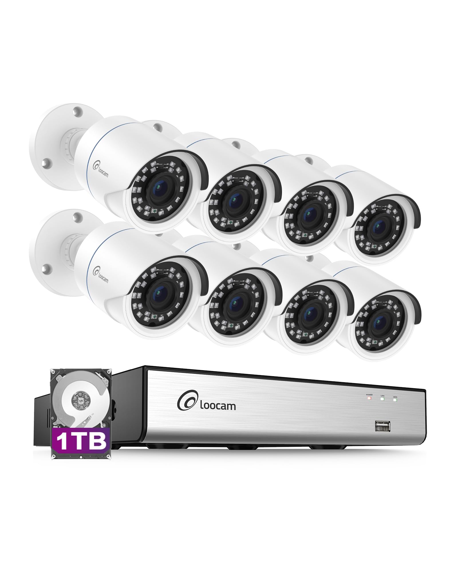 1080p H.265+ Security Camera System with 1TB HDD | AI Human & Vehicle Detection | Wired Indoor/Outdoor Surveillance | IP66 Weatherproof | Remote Viewing via Mobile App | Perfect for Home, Business & Property Security Monitoring