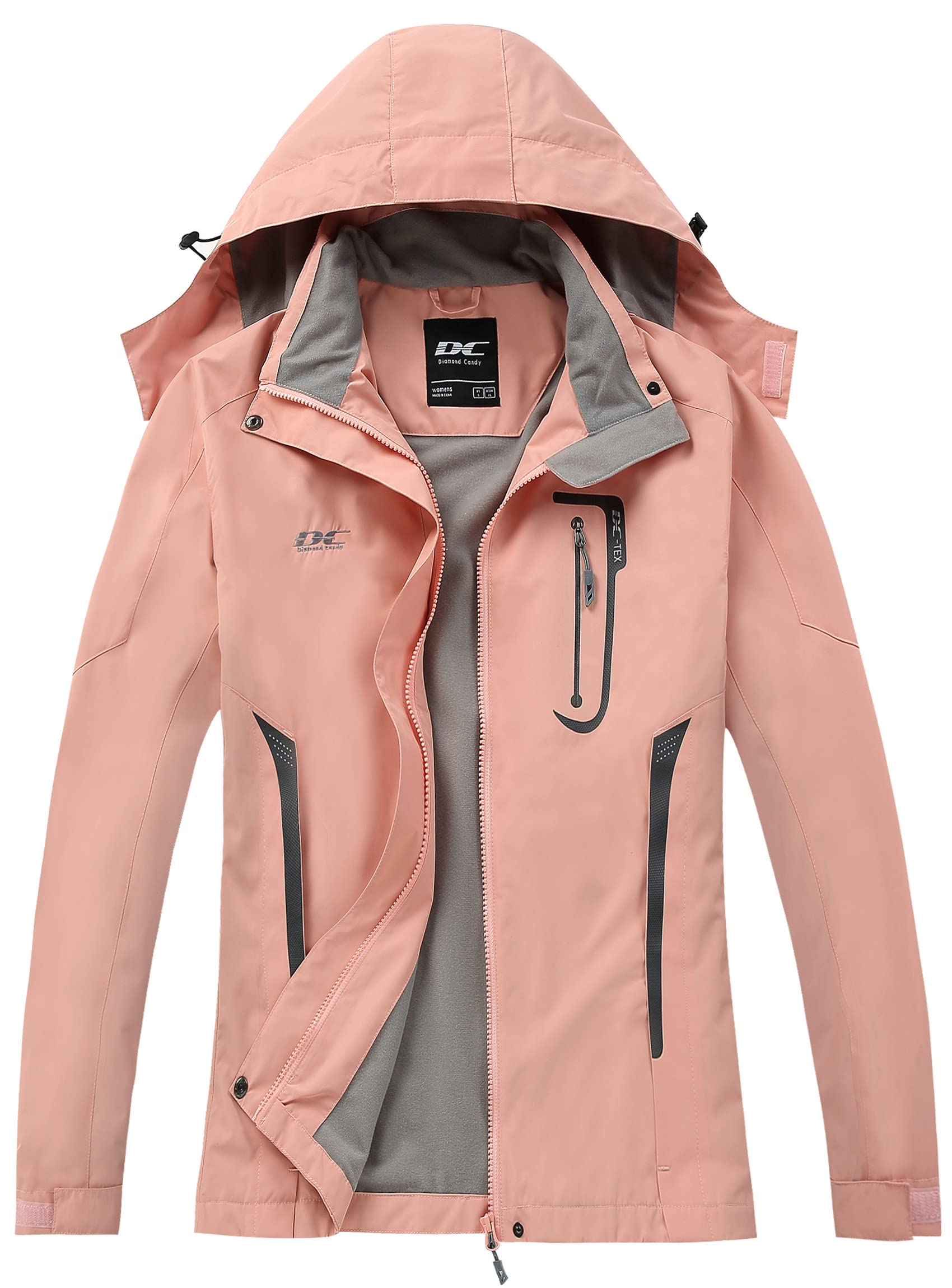 Waterproof Lightweight Rain Jacket for Women - Diamond Candy Outdoor Hooded Raincoat for Hiking, Camping & Travel | Windproof & Breathable Rainwear