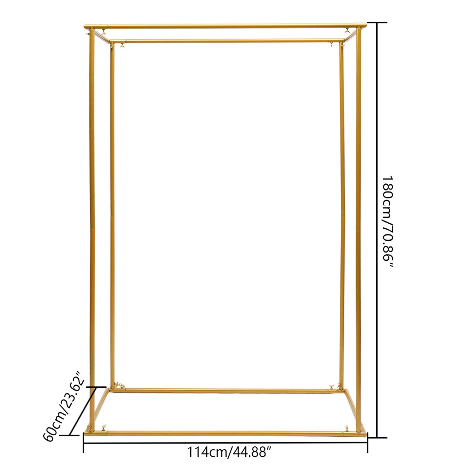 Gold Metal Wedding Arch Stand - Square Backdrop Display for Outdoor & Indoor Ceremonies - Perfect for Weddings, Parties, and Photo Shoots