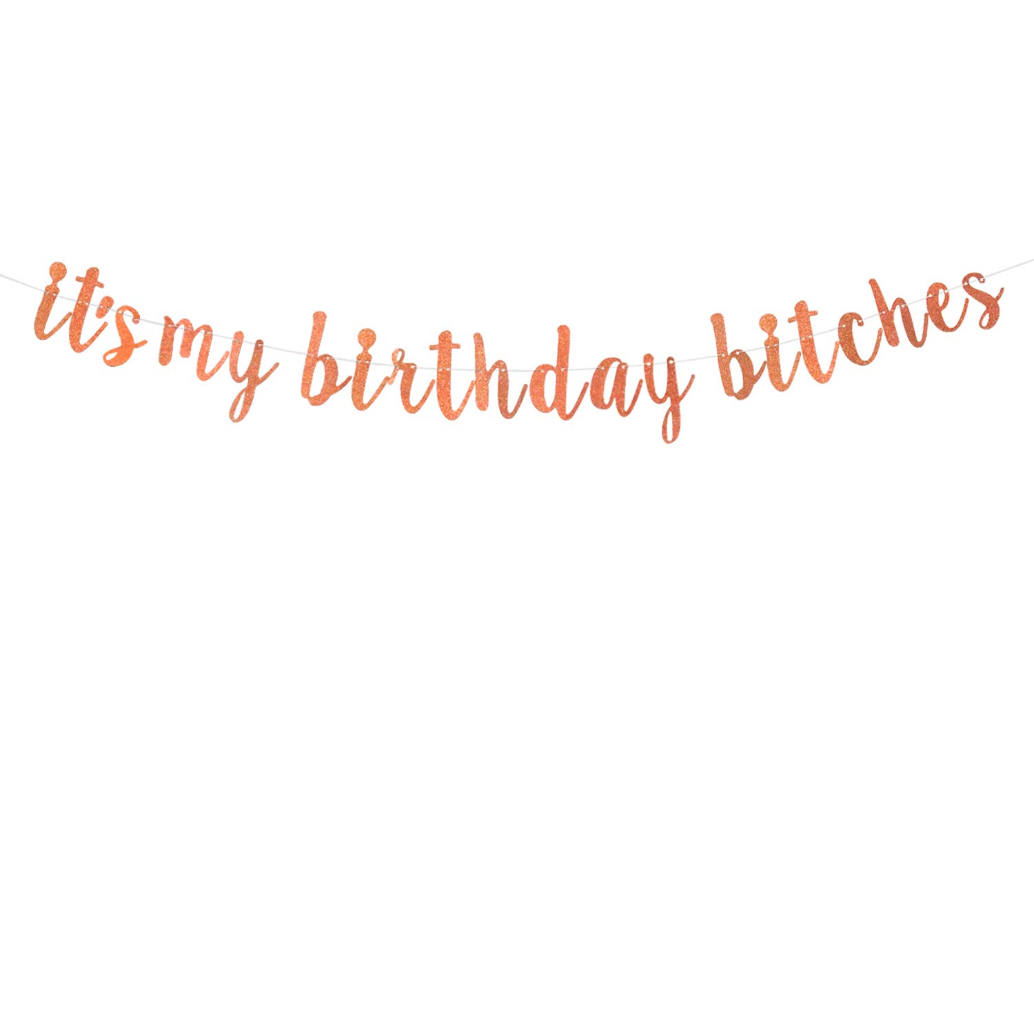 Rose Gold Glitter Birthday Banner - Funny 'It's My Birthday Bitches' Party Decoration - Happy Birthday Sign for Women's Birthday Party, Bachelorette & Girls Night Decor
