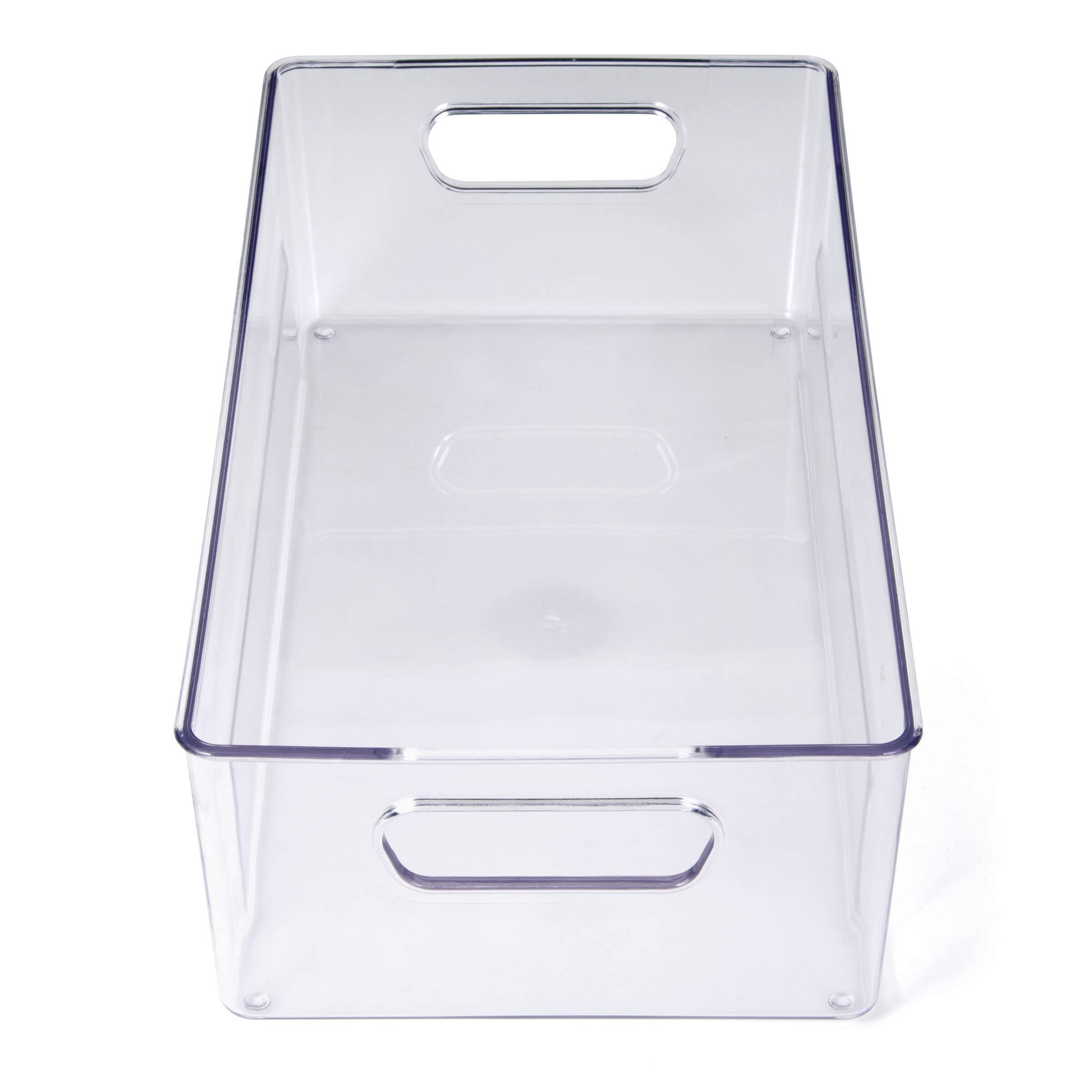 Copco 13.9 x 7.4 x 4.05-Inch Clear Plastic Storage Bins for Kitchen Organization, Refrigerator, Pantry, Laundry Room & Home Storage - Stackable Food Containers with Lids for Easy Home & Office Use