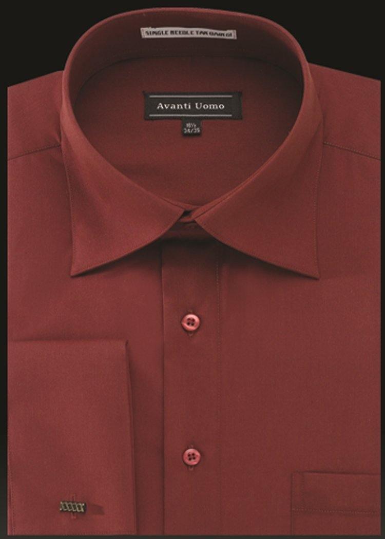 Premium Men's French Cuff Dress Shirt - Spread Collar Formal Business Shirt in Fire Brick Red | Perfect for Weddings, Office & Special Occasions