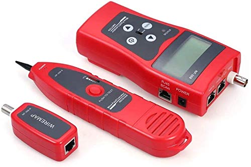 Professional Multi-Functional LCD Network Cable Tester - High Precision RJ11 RJ45 Coaxial Wire Length Finder with Remote Adapter for Ethernet, LAN, Phone Line Testing & Network Installation