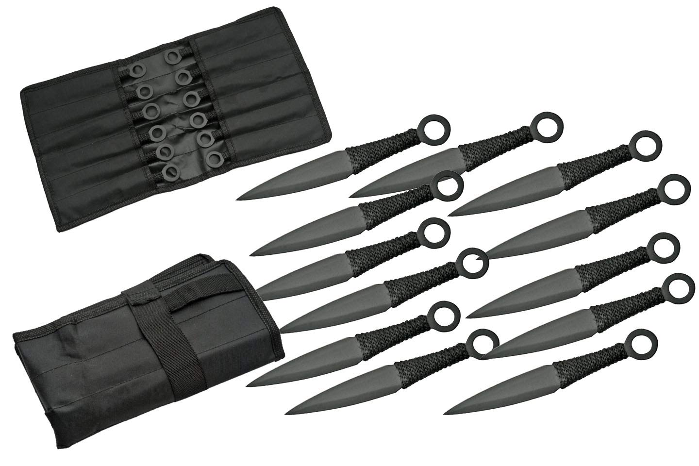 Szco Supplies 12-Piece Black Kunai Knife Set - Ninja Throwing Knives for Martial Arts Training, Cosplay & Outdoor Survival | Perfect for Anime Fans, Collectors & Tactical Enthusiasts