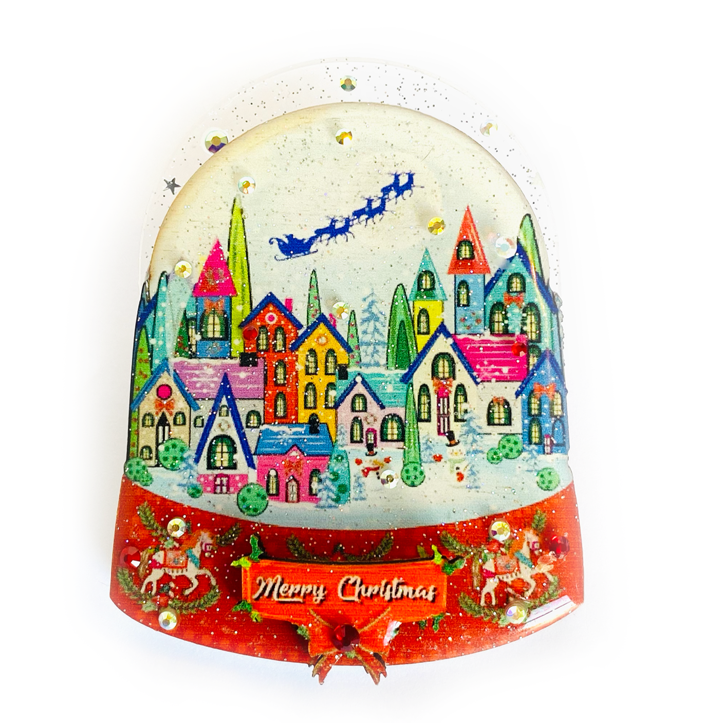 Christmas Snow Globe Brooch by Rosie Rose Parker - Elegant Holiday Pin for Women, Festive Winter Jewelry Gift - Perfect for Christmas Parties, Office Attire & Gift Exchanges