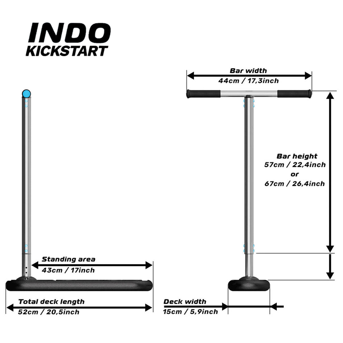 Indo Kickstart Classic Tramp Scooter - Freestyle Stunt Scooter for Kids & Adults - Perfect for Tricks, Jumps & Outdoor Fun