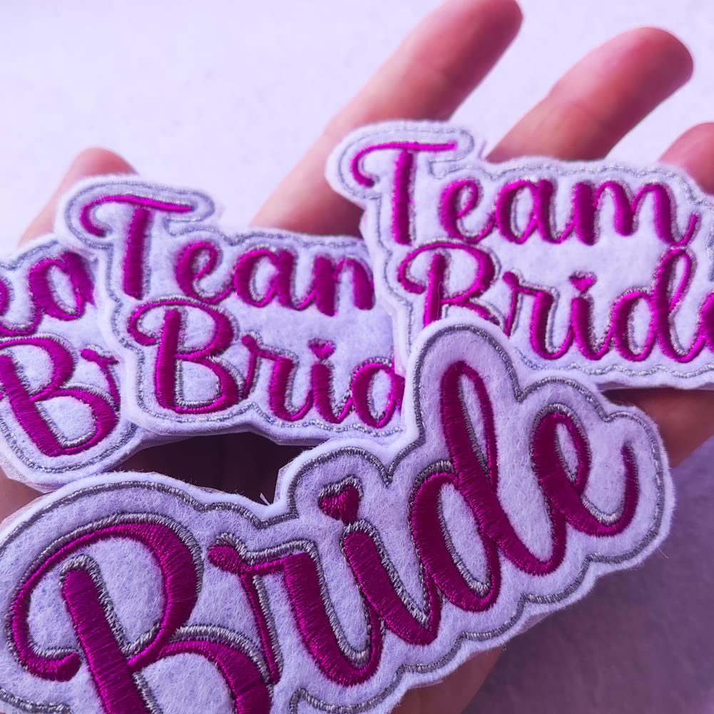 Bachelorette Party Iron-On Embroidered Patch Set - DIY Sew-On Applique Badge for Bridesmaids Team - Customizable for T-Shirts, Jeans, Hats, Jackets & Bags (Pack of 4) - Perfect for Wedding Events & Girls' Night Out