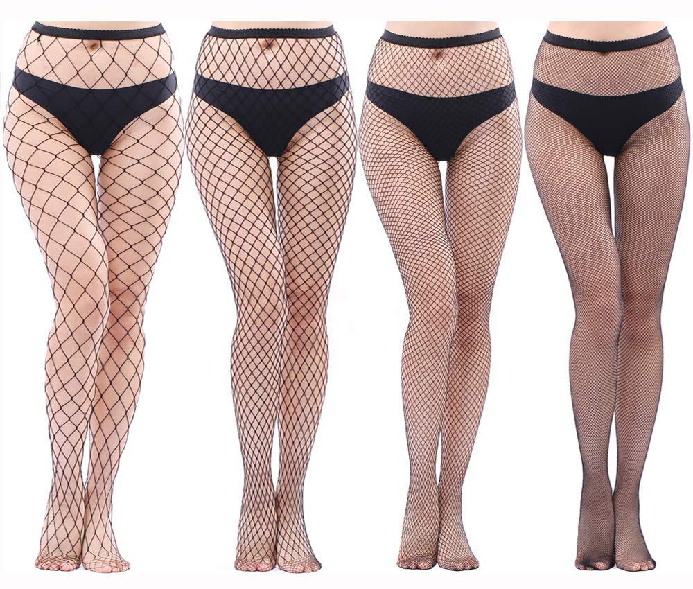 EVERSWE High Waist Fishnet Tights for Women - Sexy Thigh High Suspender Stockings with Garter Belt - Perfect for Halloween, Cosplay, and Lingerie Outfits