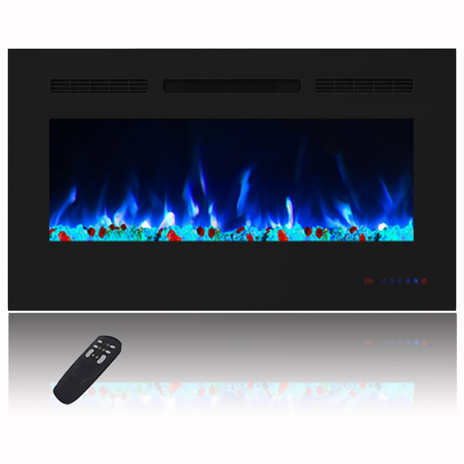30 Inch Electric Fireplace Insert - Recessed Wall Mount Heater with Adjustable 13×13 Flame Colors, Thermostat & Timer - Remote & Touch Screen Control for Living Room, Bedroom & Office