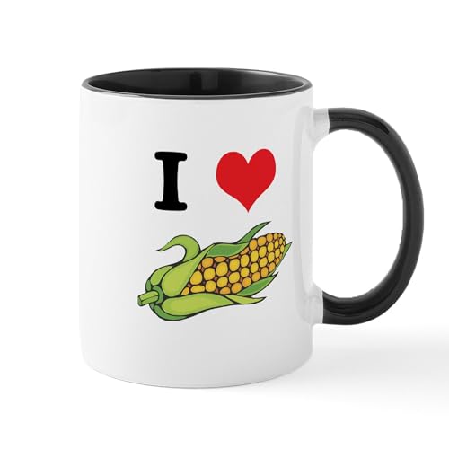 White/Black Inside - I Heart (Love) Corn (On The Cob) Mug