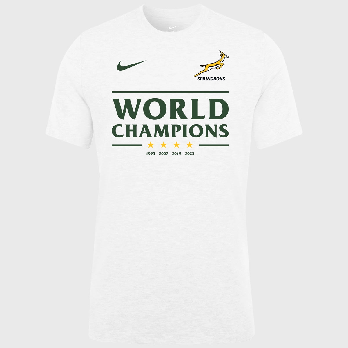 Nike Springboks Men's Rugby World Cup 2023 Winners T-Shirt - White | Official Championship Tee for Rugby Fans & Sports Enthusiasts