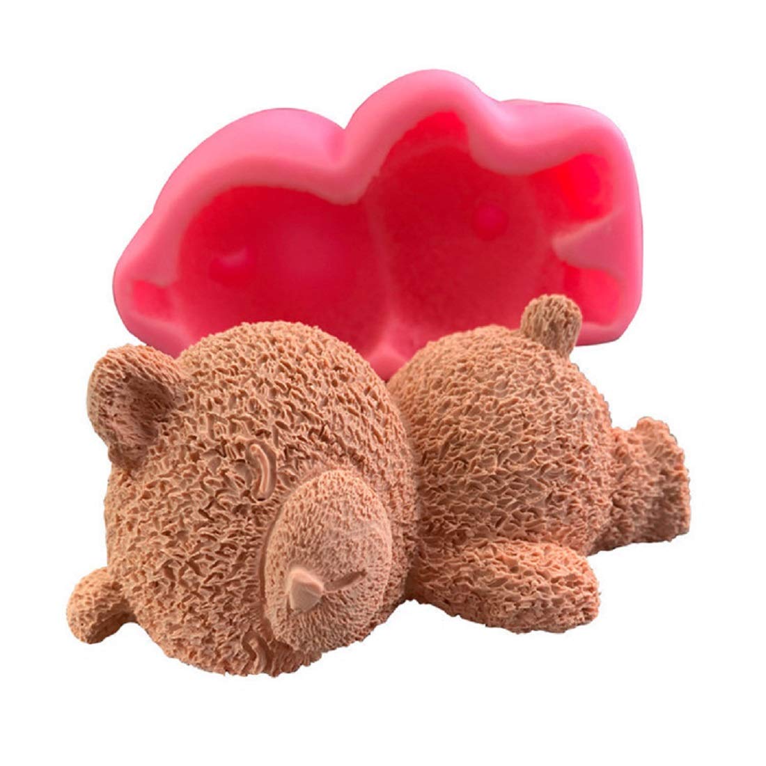 Xidmold 3D Sleeping Bear Silicone Mold - Multi-Use Baking Molds for Soap, Cake, Cupcake, Jello, Ice Cream, Fondant, Chocolate, Candy, Plaster, Lotion Bars & Ice Cubes - Perfect for DIY Crafts, Home Baking & Party Decorations