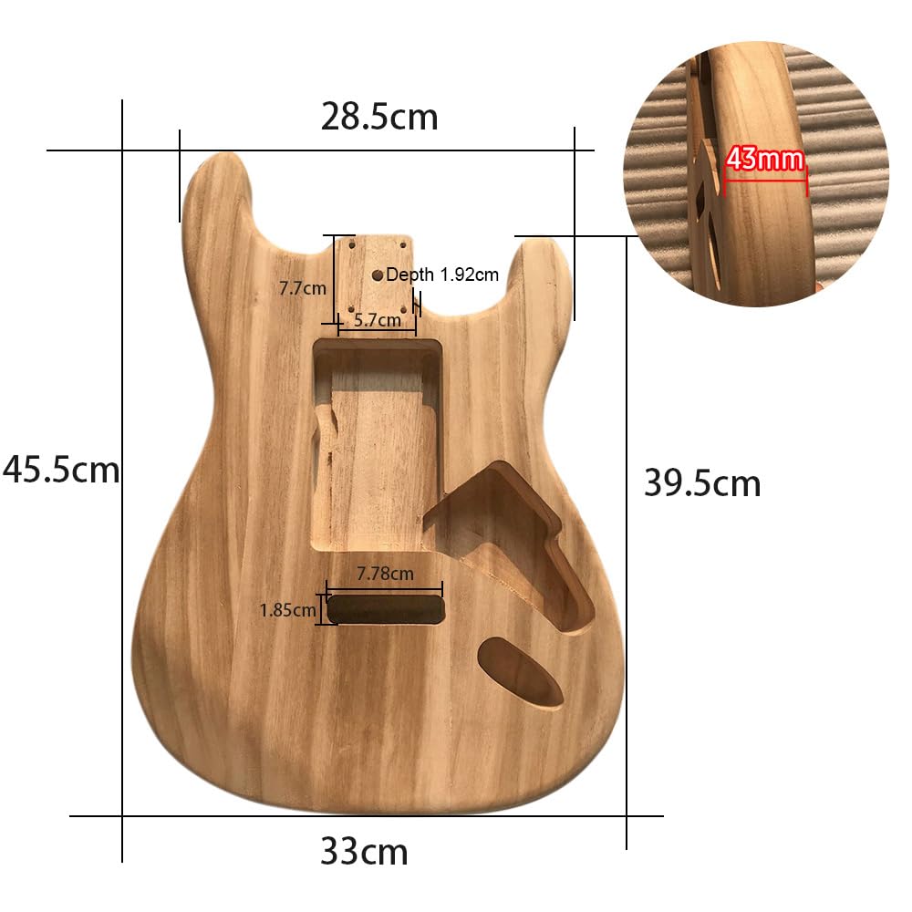 Polished Wood Electric Guitar Body - Maple Unfinished Barrel for DIY Guitar Building | Perfect for Custom Electric Guitar Projects & Replacement Parts