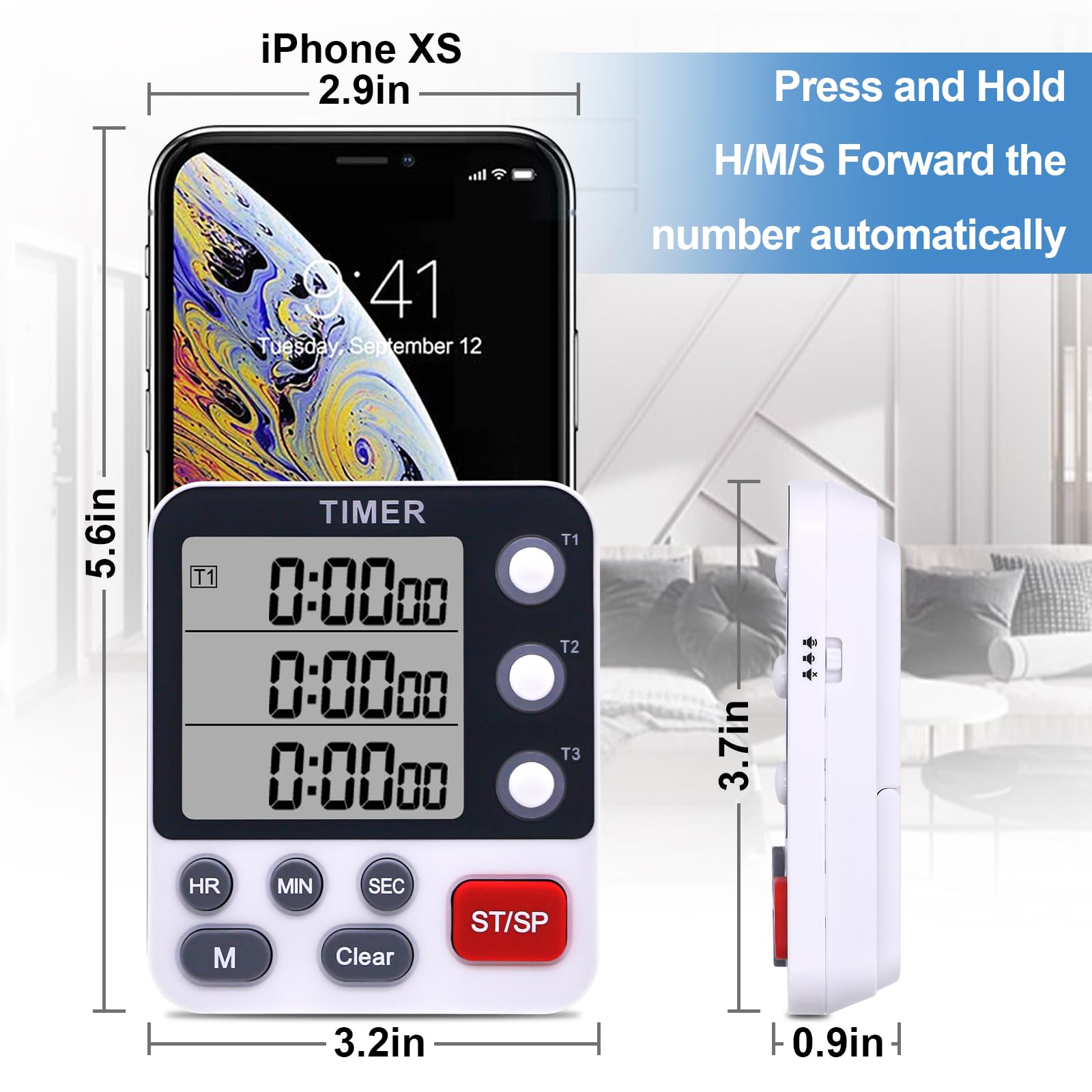 HomeMall Digital Dual Kitchen Timer - 3 Channel Count Up/Down Cooking Timer with Large LCD Display, Magnetic Back, Loud Alarm & Flashing Light (Batteries Included) | Perfect for Baking, Meal Prep & Multitasking in the Kitchen