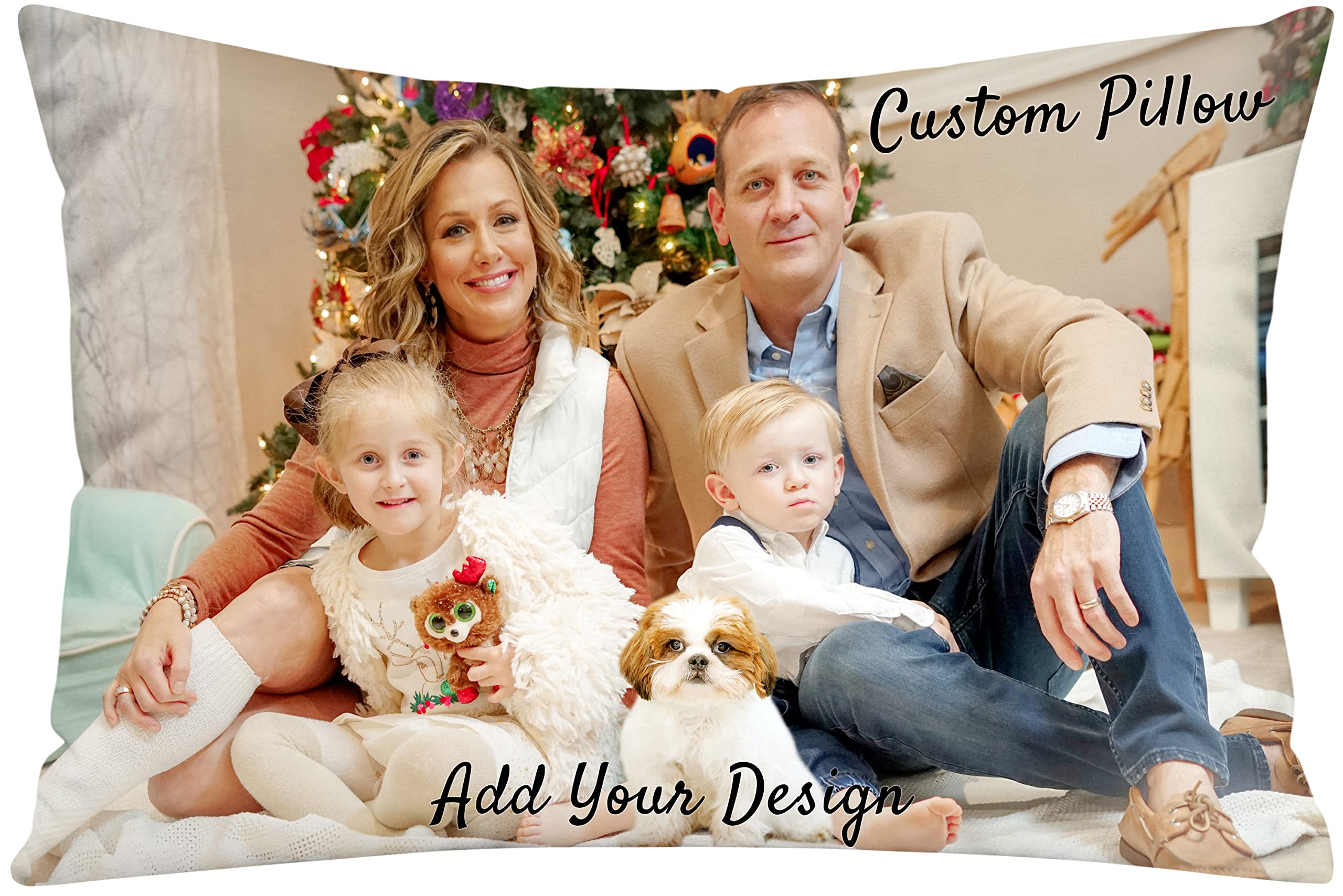 Custom Photo Pillowcase - Personalized Picture Pillow with Text for Mother's Day, Christmas, Birthday & Housewarming Gifts | Family, Kids, Friends & Pet Lovers | Perfect for Home Decor, Nursery, Sofa & Bedroom