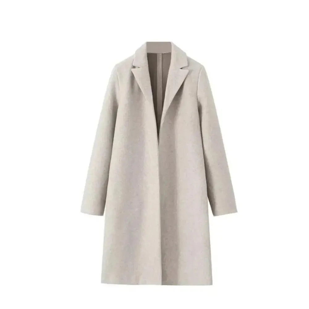 Women's Solid Color Long Overcoat Trench Coat - Elegant & Warm Winter Outerwear for Office, Travel & Casual Wear