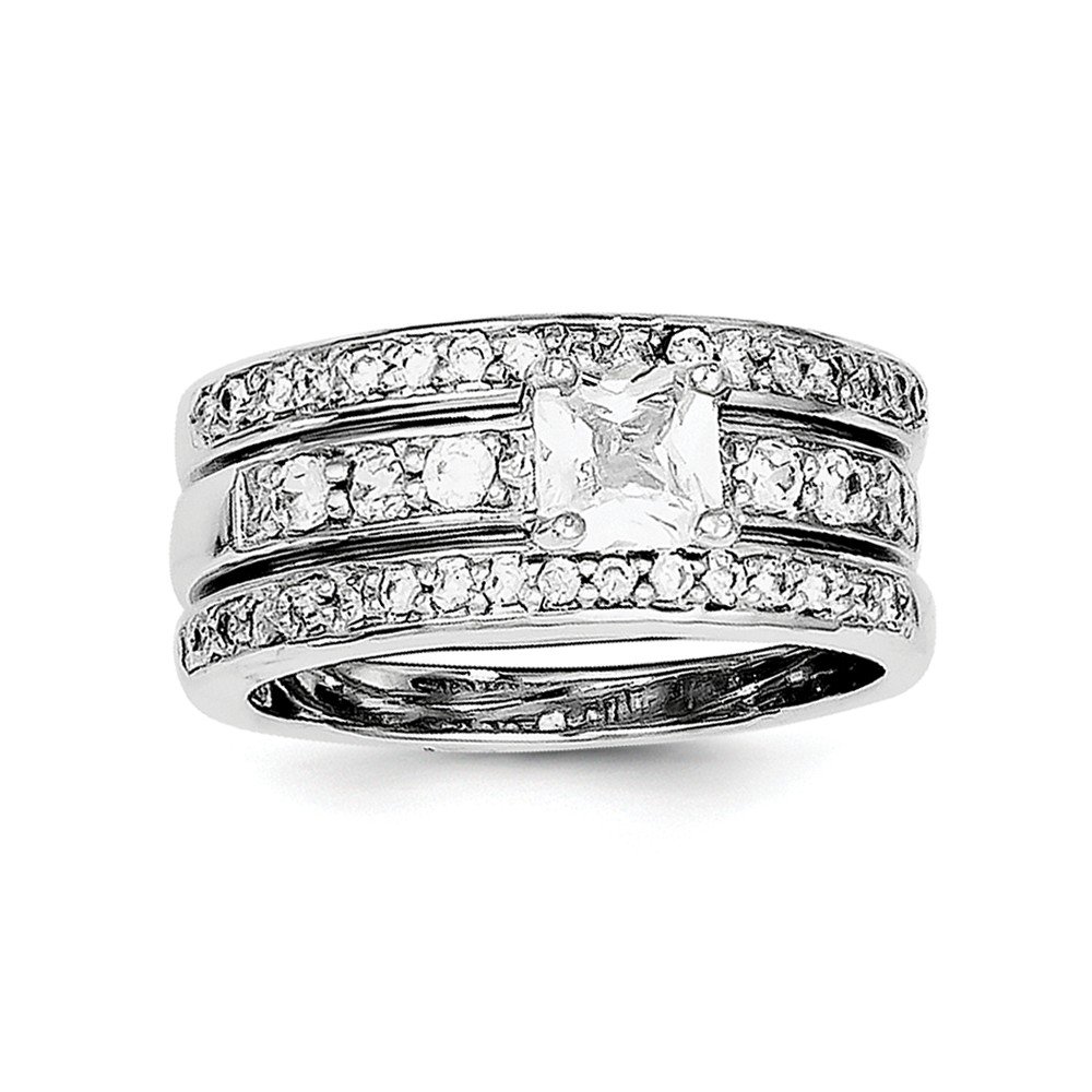 Elegant Sterling Silver CZ 3-Piece Wedding Ring Set for Women - Perfect for Engagement, Bridal Jewelry & Anniversary Gifts