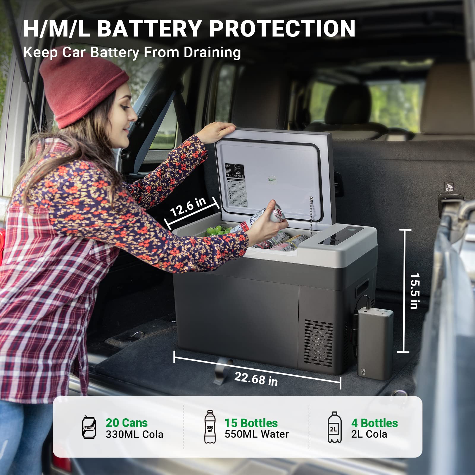 F40C4TMP 3-in-1 Bundle: 30QT Portable Car Refrigerator with Insulated Cover & 220Wh Solar Generator - Perfect for Camping, Road Trips, and Outdoor Adventures