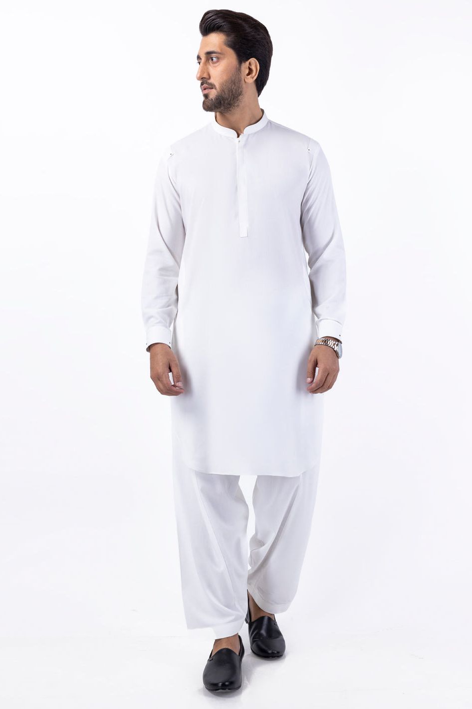 Premium Blended White Kameez Shalwar Outfit Set - Traditional Pakistani Dress for Women - Perfect for Eid, Weddings & Special Occasions
