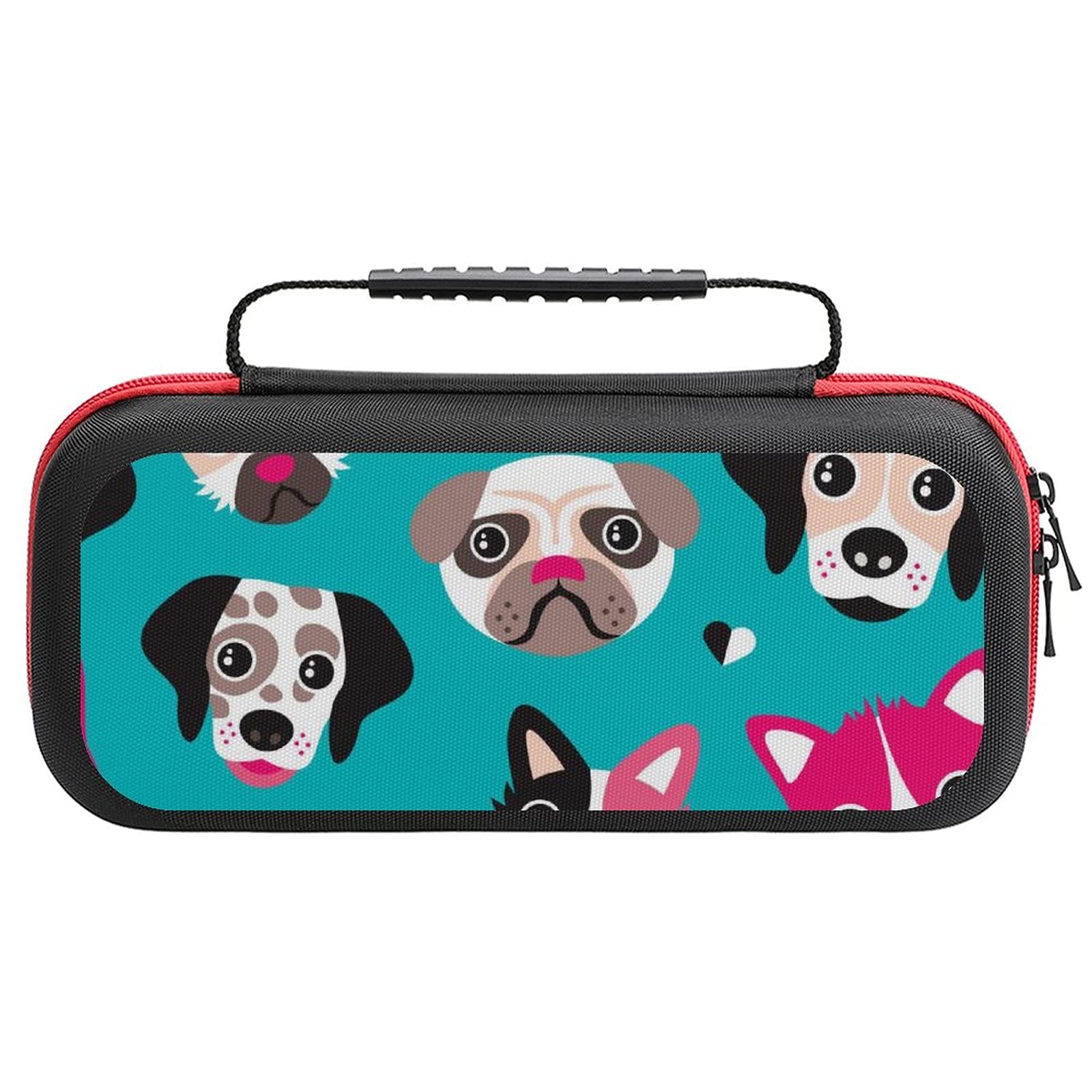 Pug Dalmatian Husky Printed Travel Case for Nintendo Switch Lite - Portable Storage Bag with Accessories Compartment | Perfect for Gaming On-The-Go & Travel Protection
