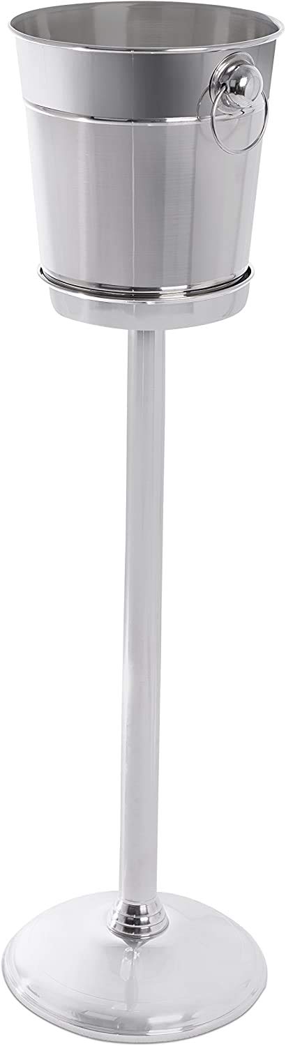 BIRDROCK HOME 18/8 Stainless Steel Champagne Bucket with Stand | Premium Wine Chiller for Parties & Events | 32 Inch Freestanding Ice Bucket | Indoor & Outdoor Use | Perfect for Weddings, BBQs & Home Entertaining