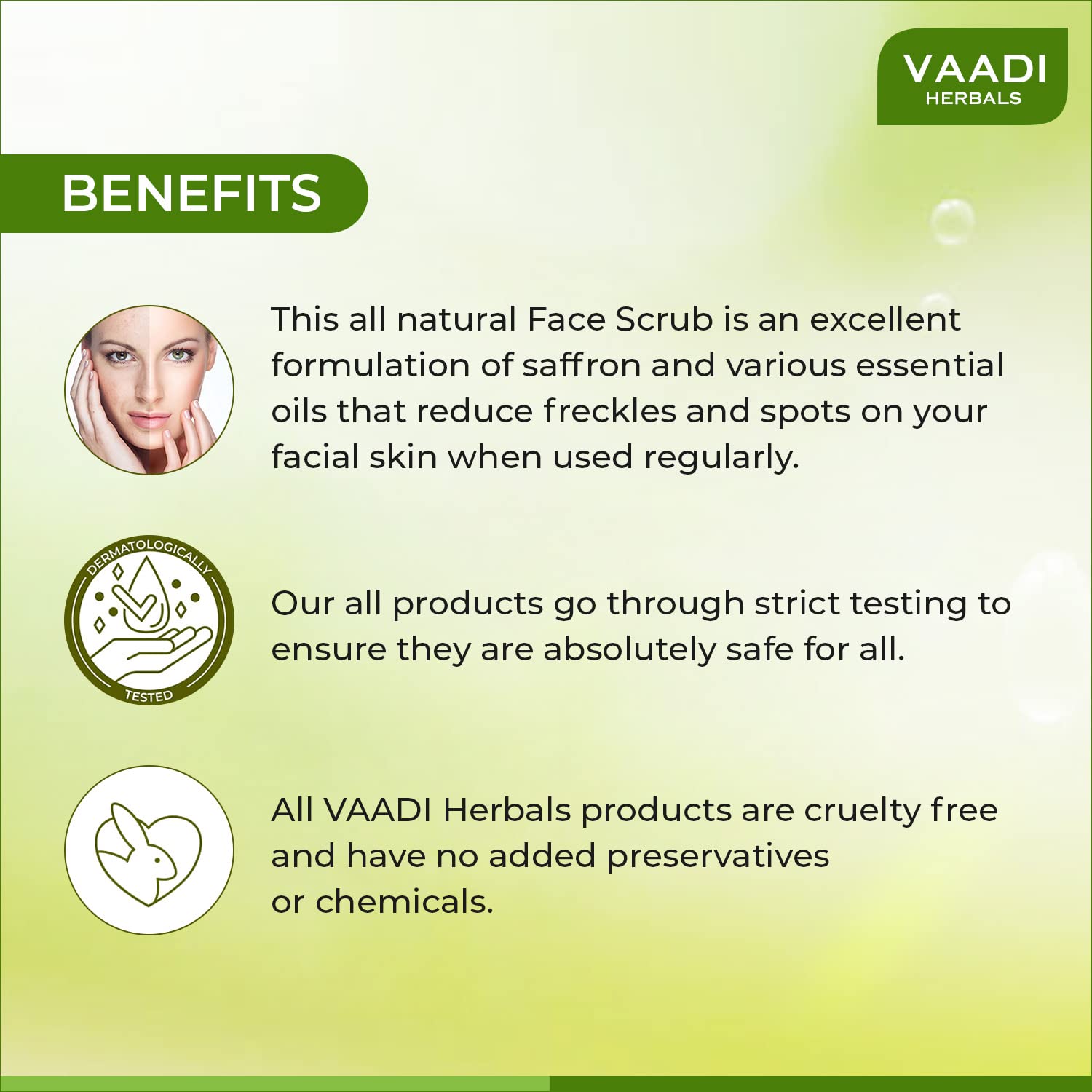 Vaadi Herbals Saffron & Walnut Face Scrub with Cinnamon Oil - 50g Exfoliating Cleanser for Brighter, Glowing Skin | Perfect for Daily Skincare Routine & Acne Treatment