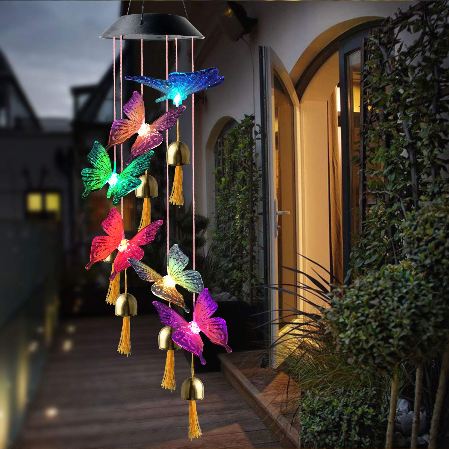 Solar Butterfly Wind Chimes - Handmade Outdoor Garden Decor for Mother's Day, Birthday Gifts for Women, Grandma, Daughter, Sister-in-Law & Niece - Memorial Wind Chime for Yard, Patio & Balcony Decoration - Perfect for Relaxing in Your Backyard Oasis