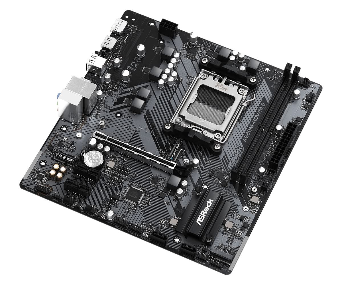 ASRock A620M HDV/M.2 Micro ATX Motherboard for AMD Ryzen 7000 Series (AM5 Socket) with DDR5 Support - Perfect for Gaming PCs, Home Office & Content Creation Workstations