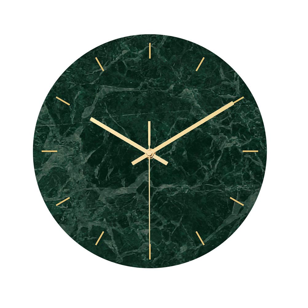 Modern Acrylic Wall Clock - Dark Green Marble UV Print - Battery-Free Home & Office Decor - Aesthetic Living Room Wall Art - Amosfun Stylish Wall Clock for Bedroom, Kitchen, Workspace