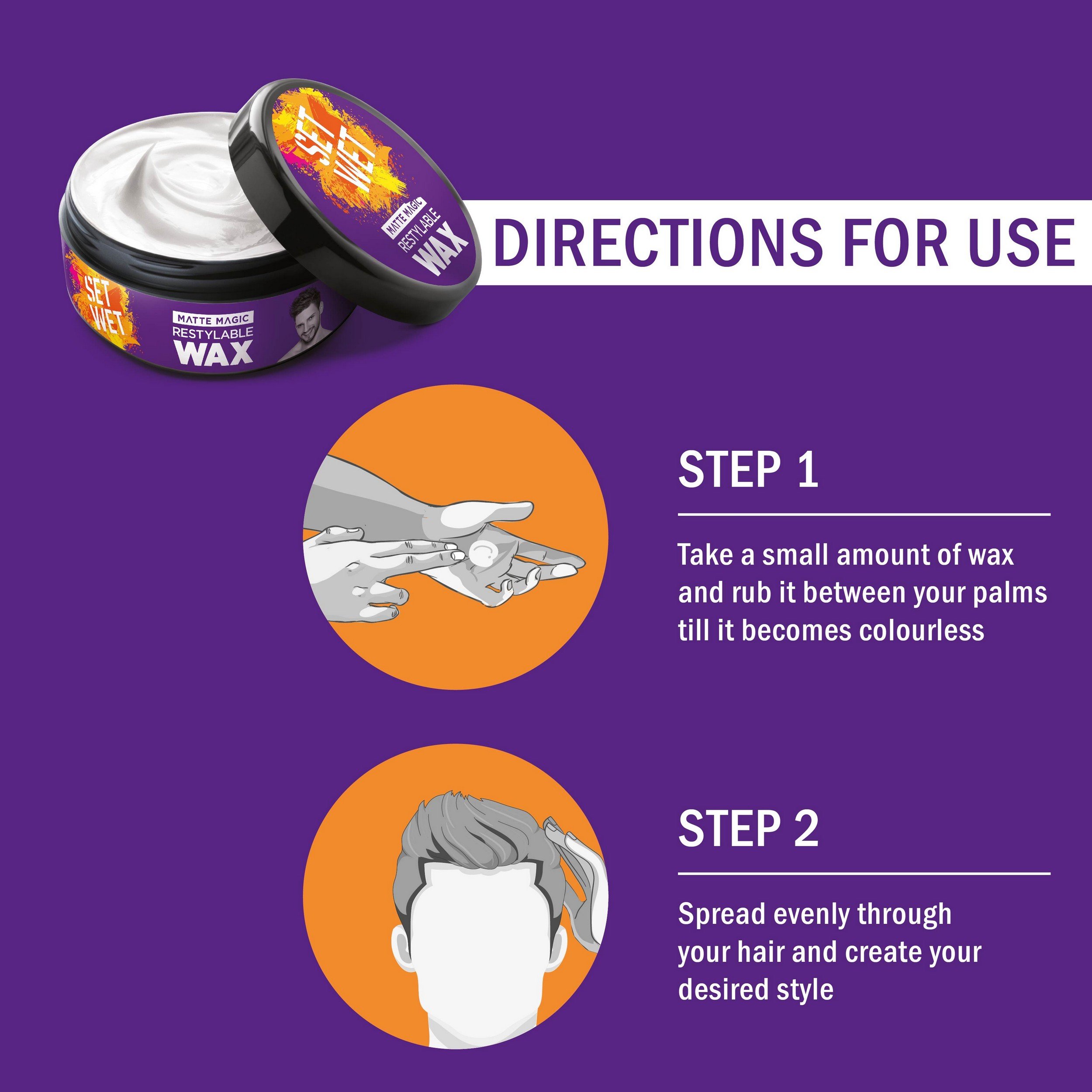 Set Wet Styling Matte Hair Wax 25g - Strong Hold Matte Finish, Restylable & Easy Wash Off | Paraben, Sulphate & Alcohol Free | Perfect for Men's Everyday Hairstyling & Textured Looks